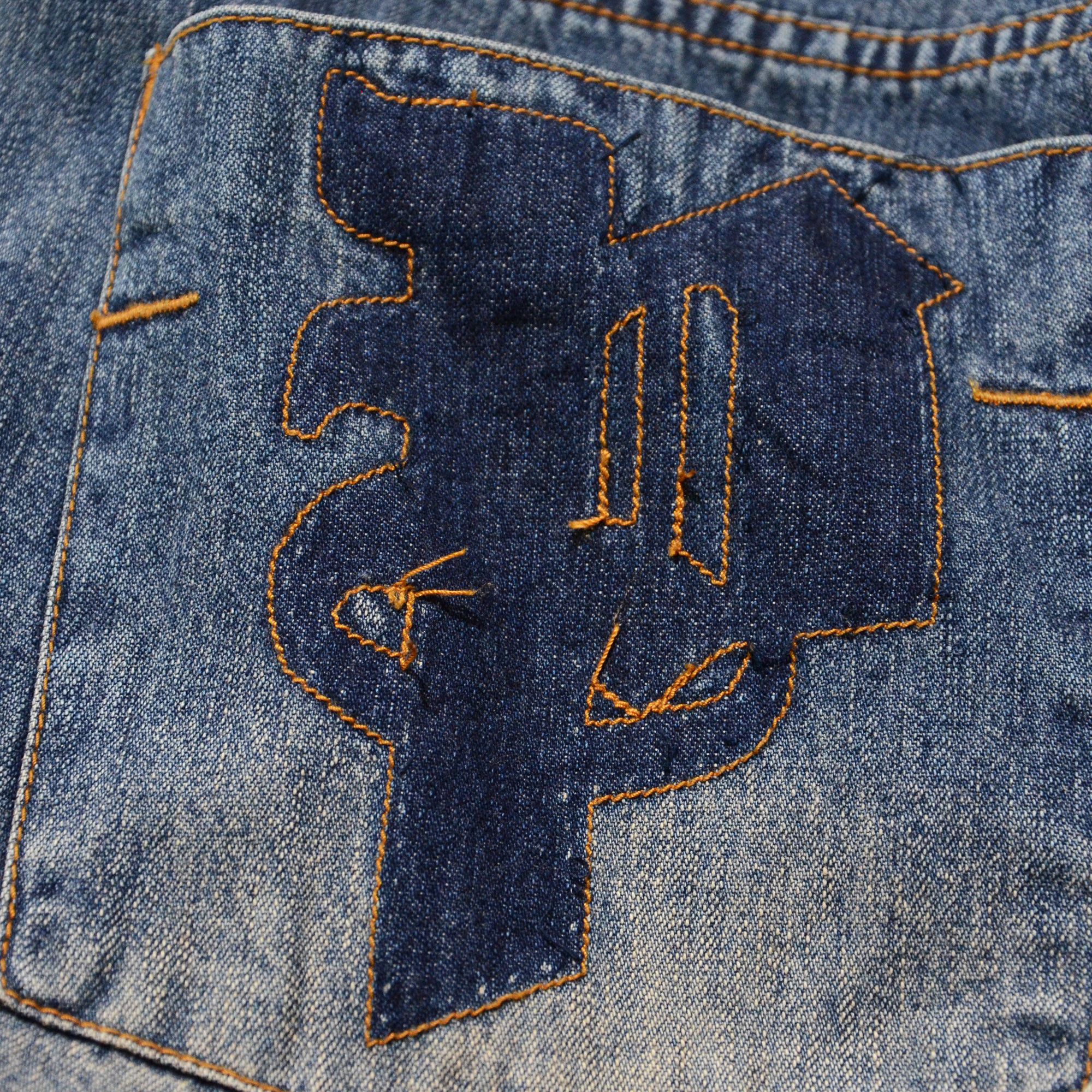 Phat Farm [Stain on buttock] Loose Fit Scratches & Patches 90s Hiphop Size US 34 / EU 50 - 3 Thumbnail