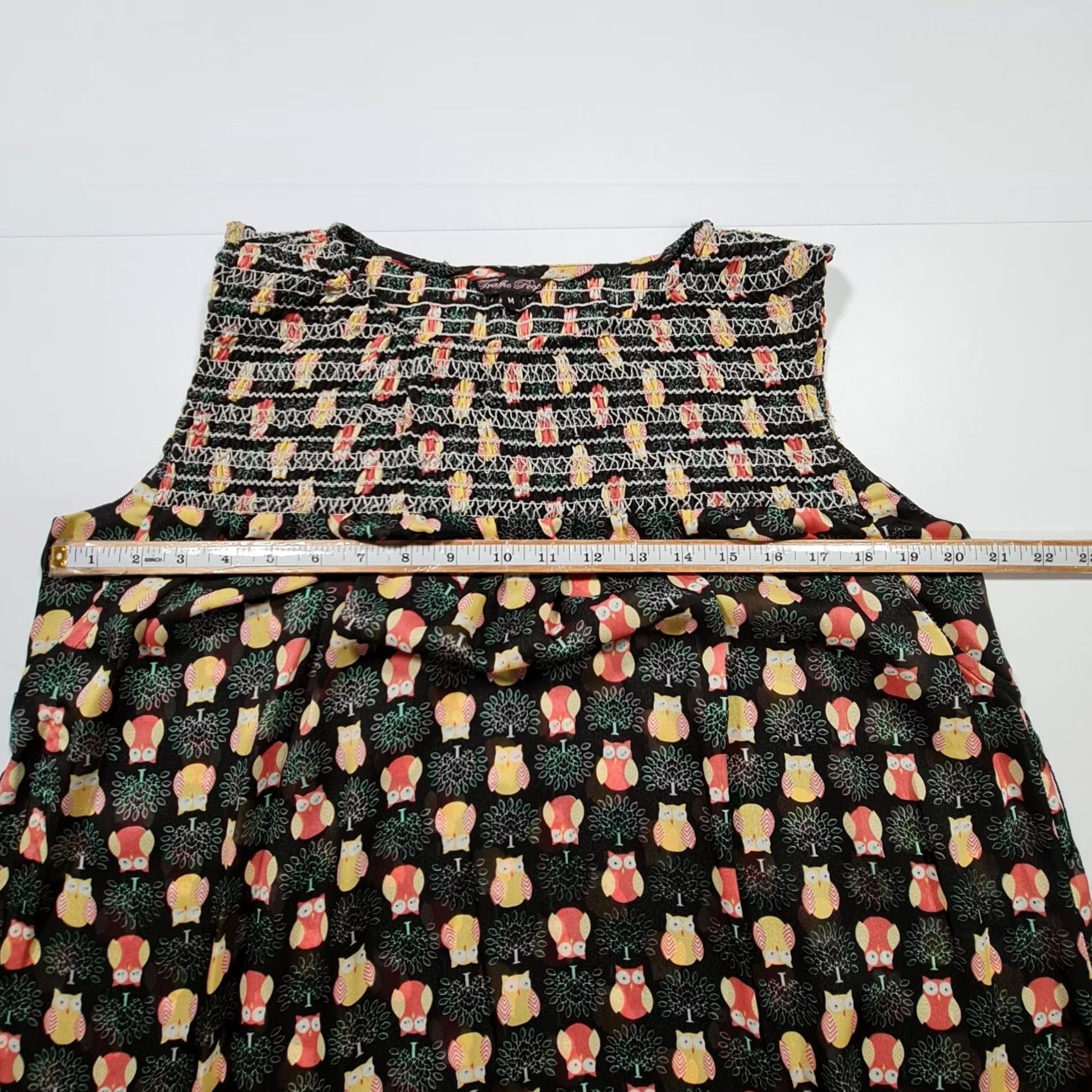 Vintage Traffic People Womens Dress Black Knee Length A-Line Sleeveless Owl Print Shirt* (Note: No new information added) Size M / US 6-8 / IT 42-44 - 4 Thumbnail