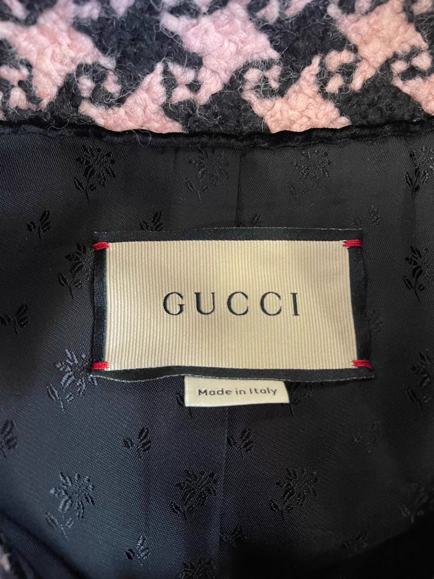 Gucci Gucci Houndstooth Wool Overcoat Pink & Black 34 Size XXS / US 00 / IT 34 - 5 Thumbnail