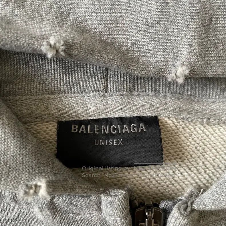 Balenciaga Balenciaga Grey Ripped Letter Hoodie Size US L / EU 52-54 / 3 - 3 Thumbnail