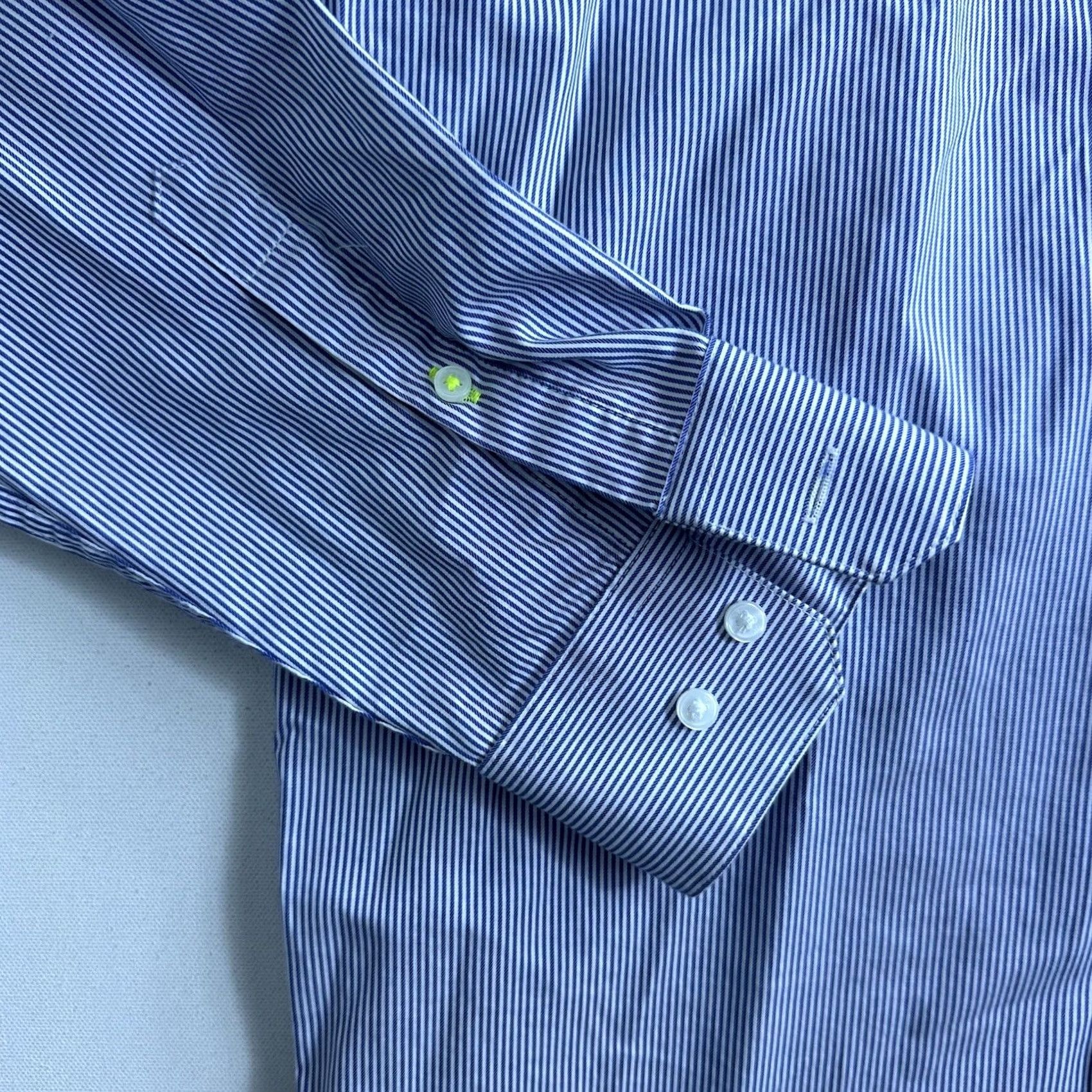 Vintage WRK Dress Shirt Button-Up Blue Striped 16.5 34-35 Long Sleeve Mens Regular Stretch Casual Size US XL / EU 56 / 4 - 6 Thumbnail