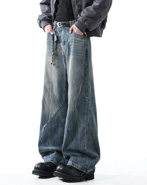 Japanese Brand American retro washed men's cleanfit wide-leg jeans Size US 32 / EU 48 - 3 Thumbnail