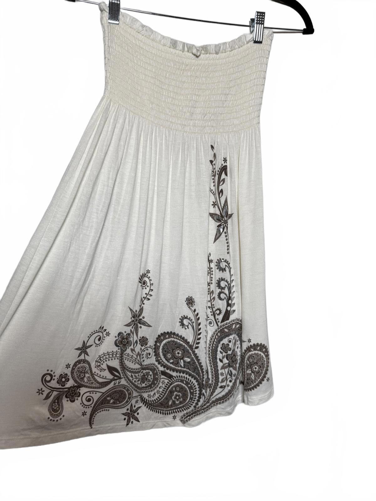 Designer Vintage Y2K strapless Soft Grunge Cream Sun Dress Size S / US 4 / IT 40 - 2 Thumbnail