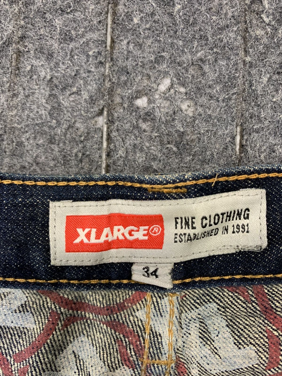 X-LARGE X Large XL Indigo Denim Straight Cut Check Monogram Printed Size US 34 / EU 50 - 7 Thumbnail
