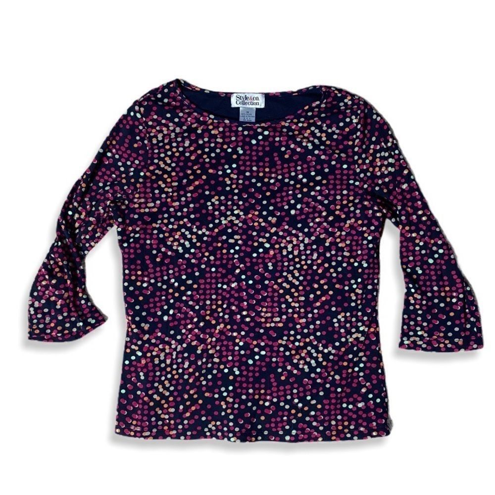 Other Style & Co Multicolor Polka Dot 3/4 Sleeve Blouse | Size M Size M / US 6-8 / IT 42-44 - 1 Thumbnail