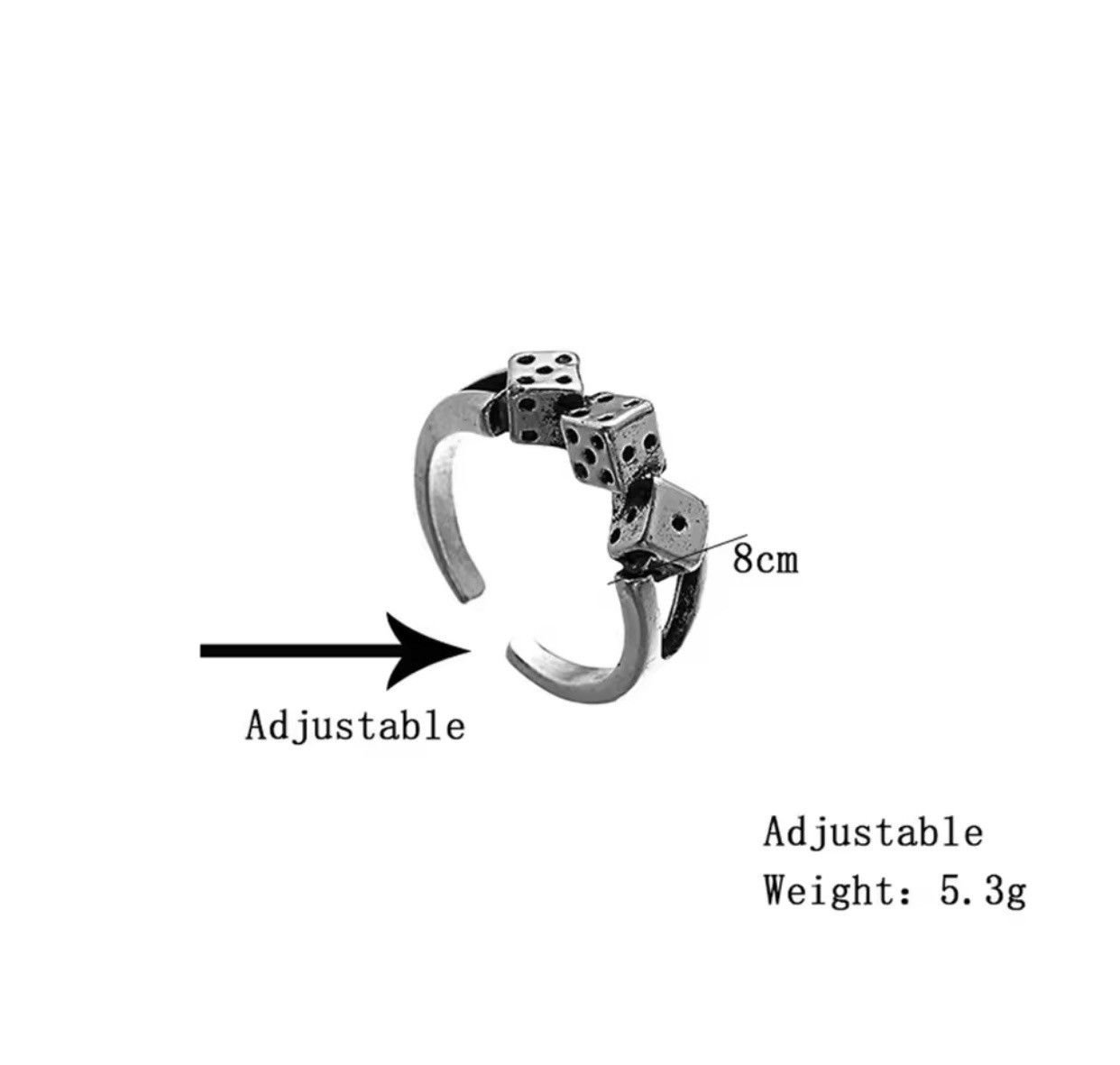 Jewelry × Vintage Dice Playing Ring Poker Card Player Game Spades Heart Chrome Size ONE SIZE - 6 Thumbnail