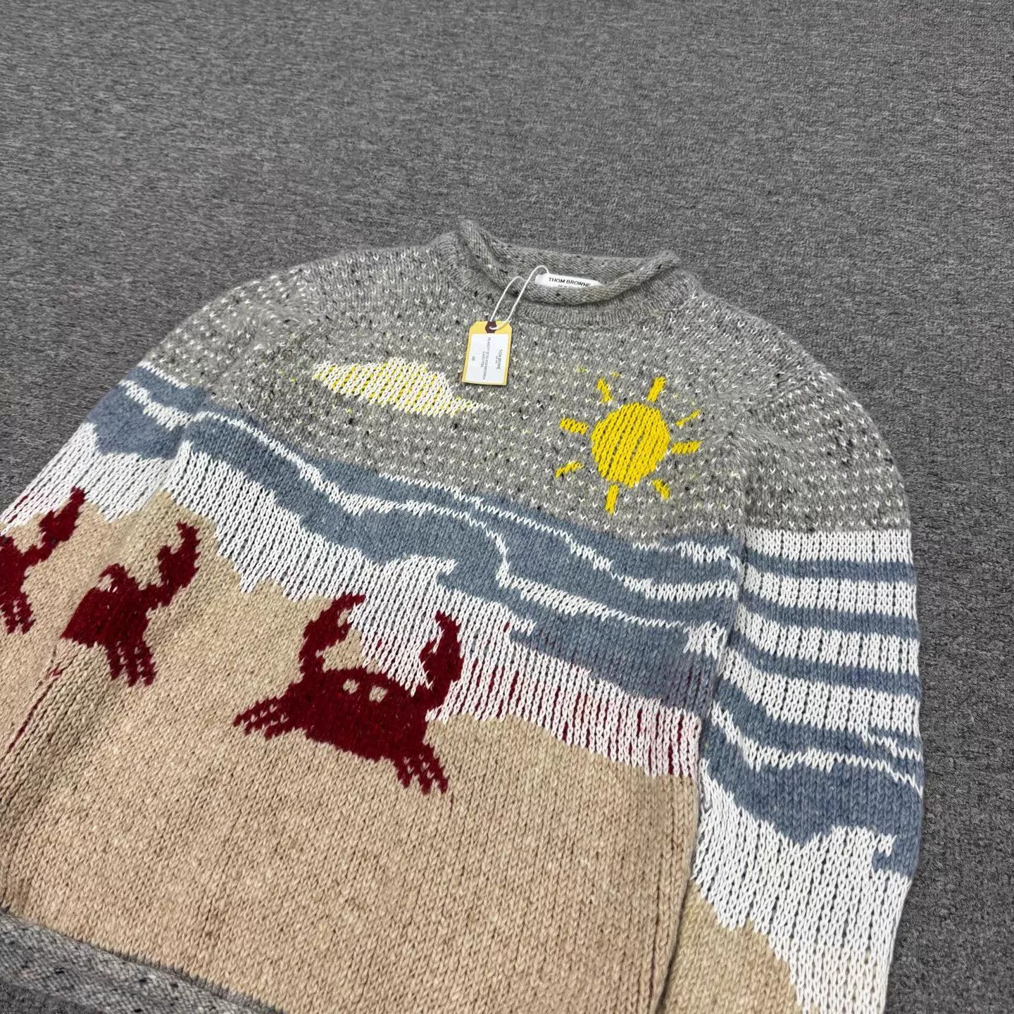 Thom Browne TB Beach Crab Sun Intarsia Knit Sweater Size 2 NWT Size XS / US 0-2 / IT 36-38 - 4 Thumbnail