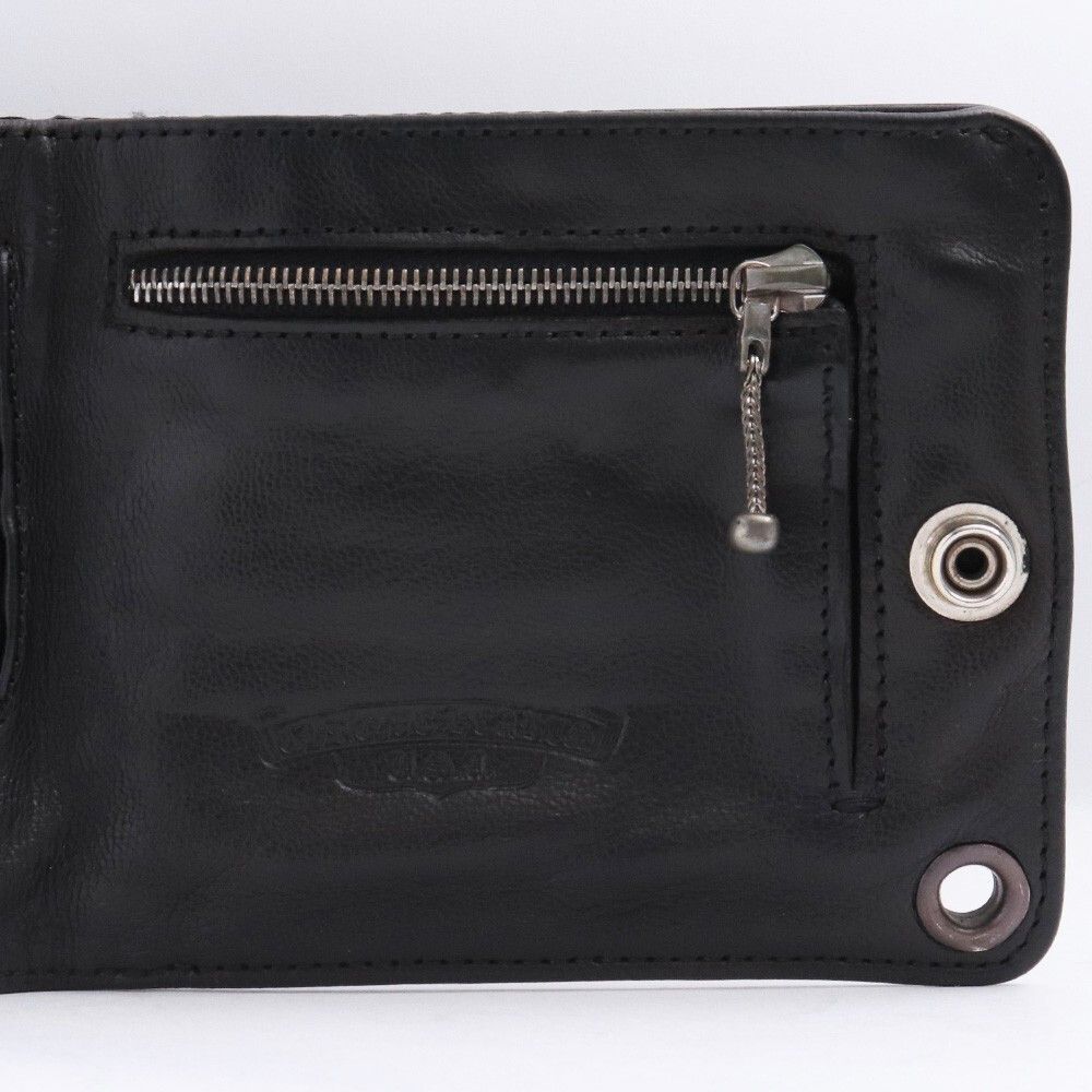 CHROME HEARTS 1 SNAP CROSS BUTTON LEATHER BI-FOLD WALLET