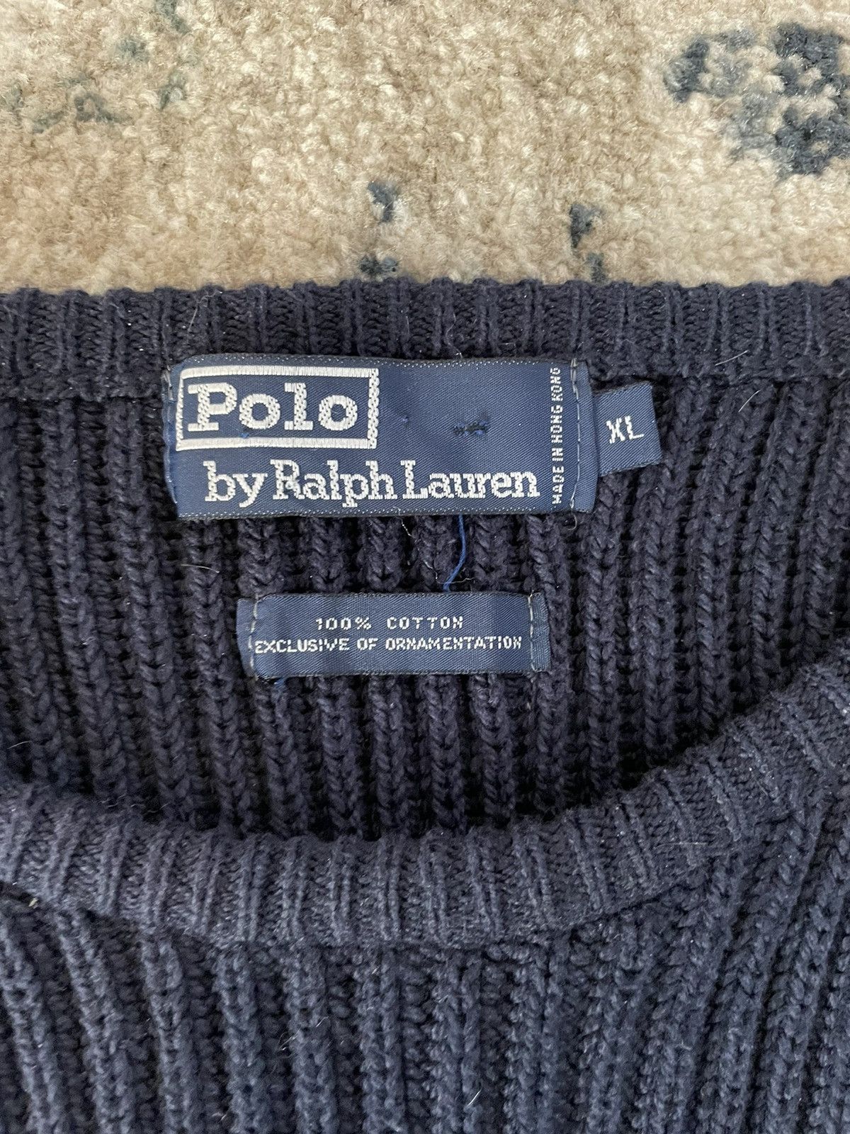 Polo Ralph Lauren × Vintage Patch Detail English Rib Cotton Sweater Size US XL / EU 56 / 4 - 2 Thumbnail