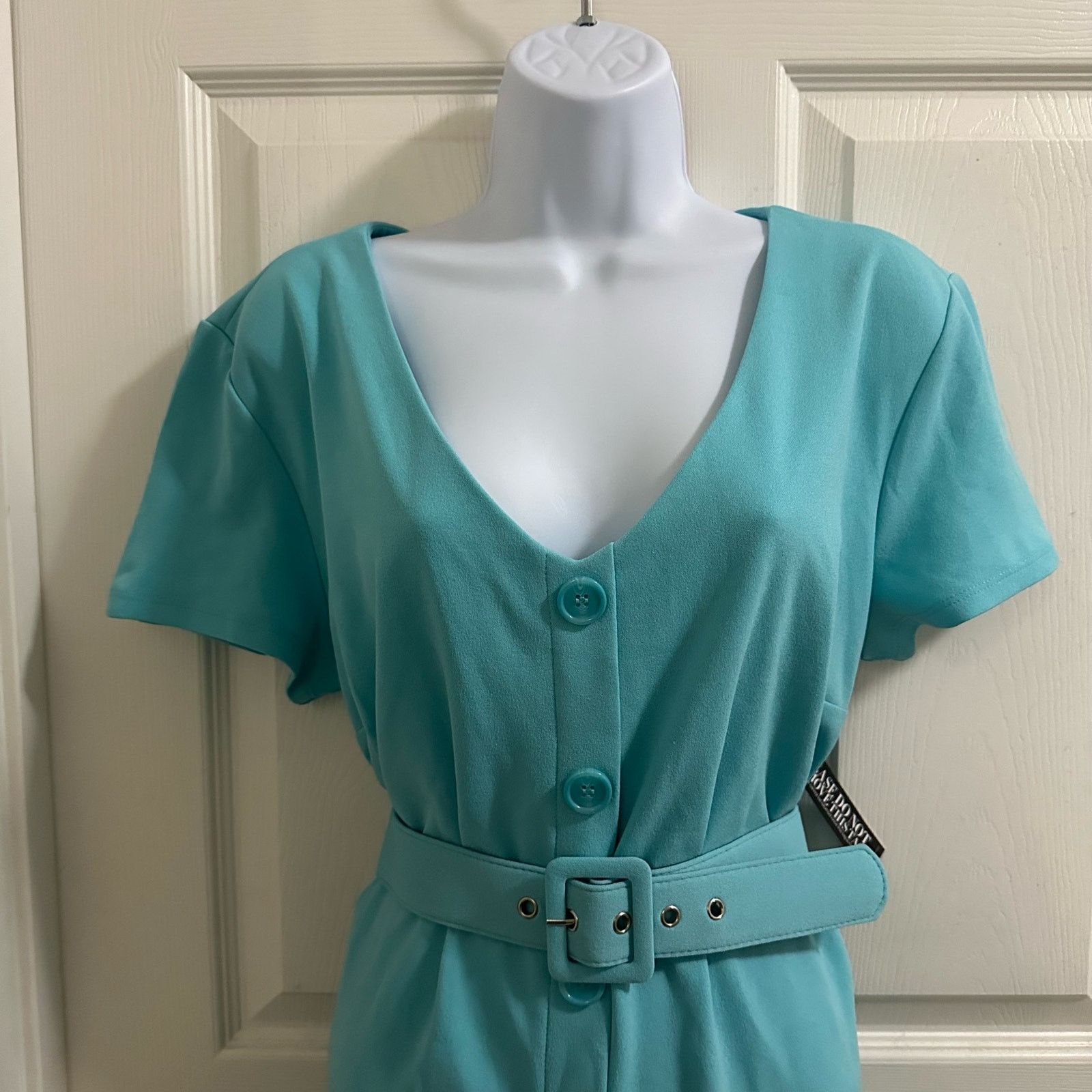 Other New York & Company Dress Turquoise Blue X-Large Belted NWT Size XL / US 12-14 / IT 48-50 - 3 Thumbnail