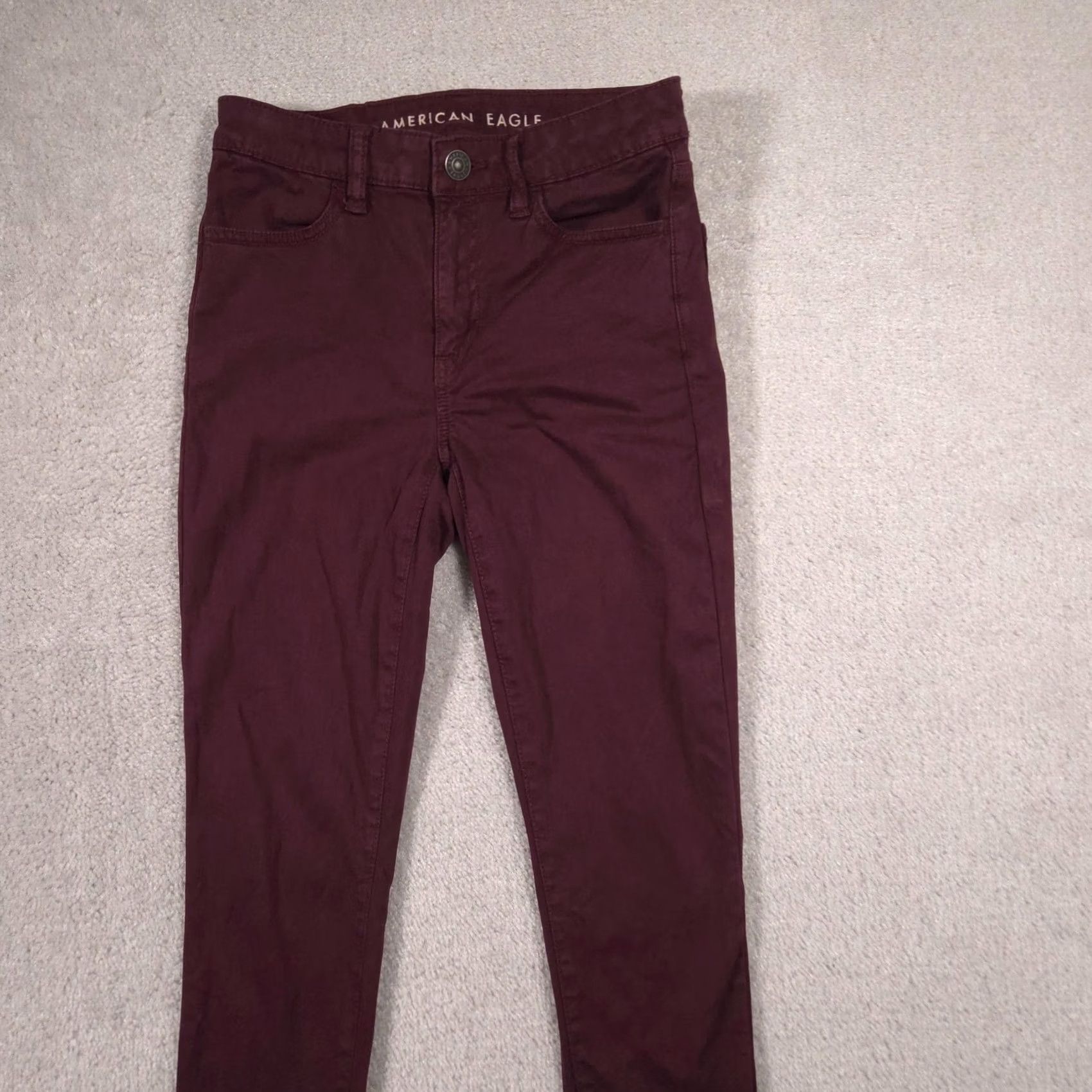 American Eagle Outfitters American Eagle Hi-Rise Jeans Womens 2 Red Dark Wash Skinny Stretch Denim Size 26" / US 2 / IT 38 - 3 Thumbnail