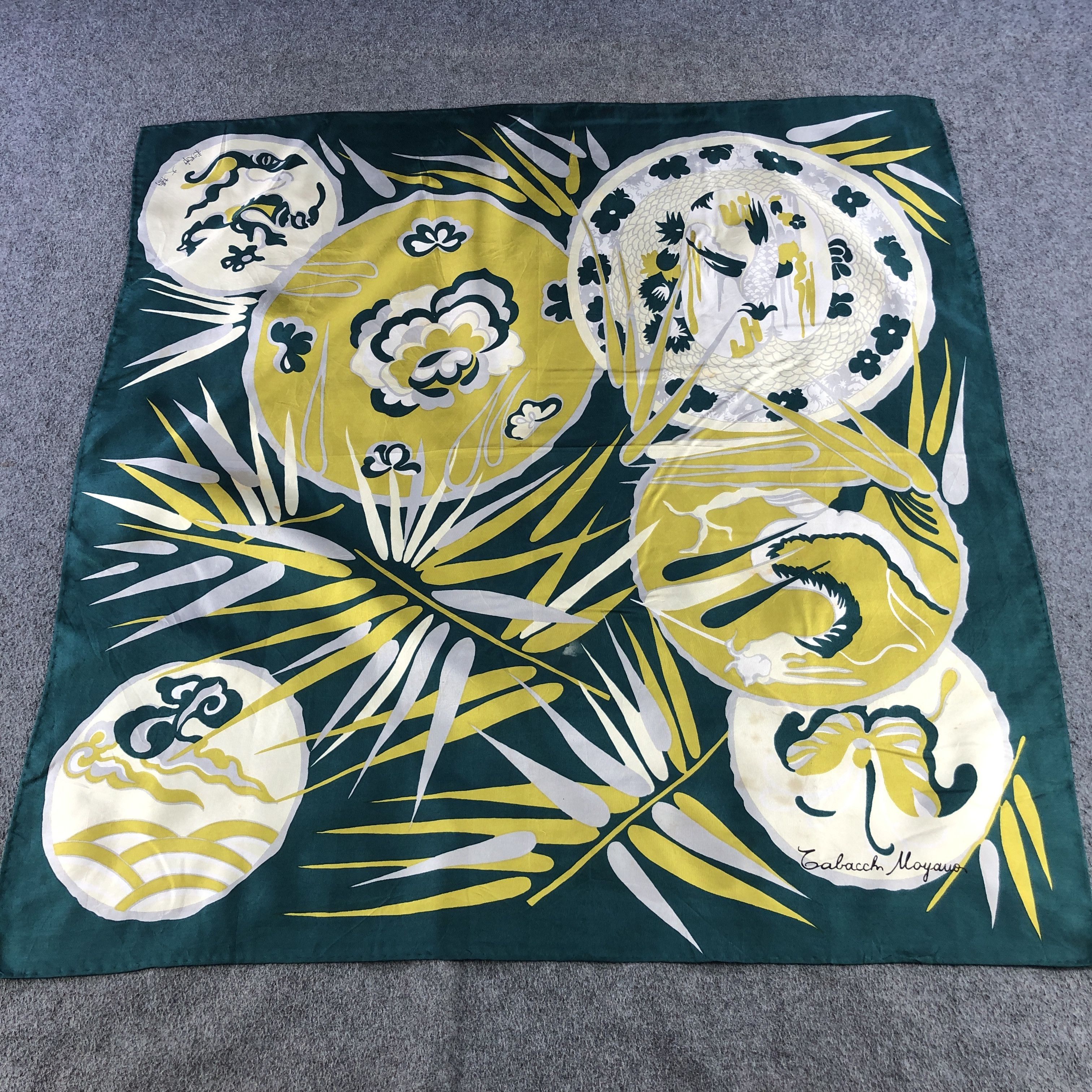 Japanese Brand Vintage Tabacch Moyano Silk Scarf M1191 Size ONE SIZE - 2 Thumbnail