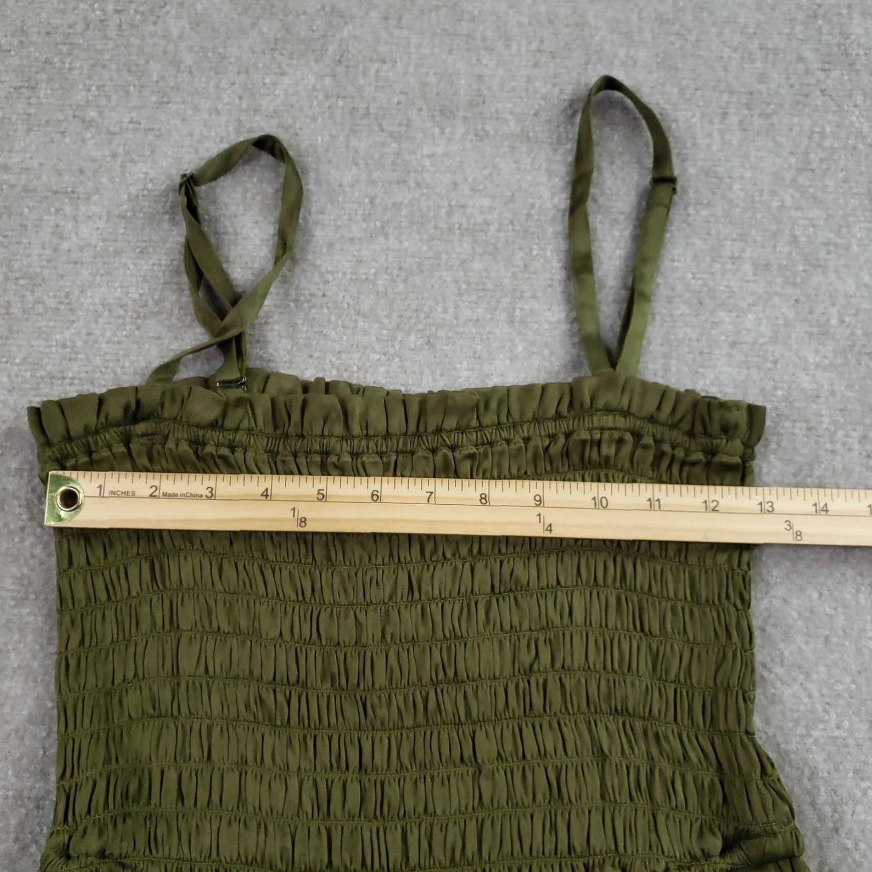 Vintage Pilcro Jumpsuit Small Tall Olive Green Smocked Wide Leg Anthropologie Womens Size 28" / US 6 / IT 42 - 7 Thumbnail
