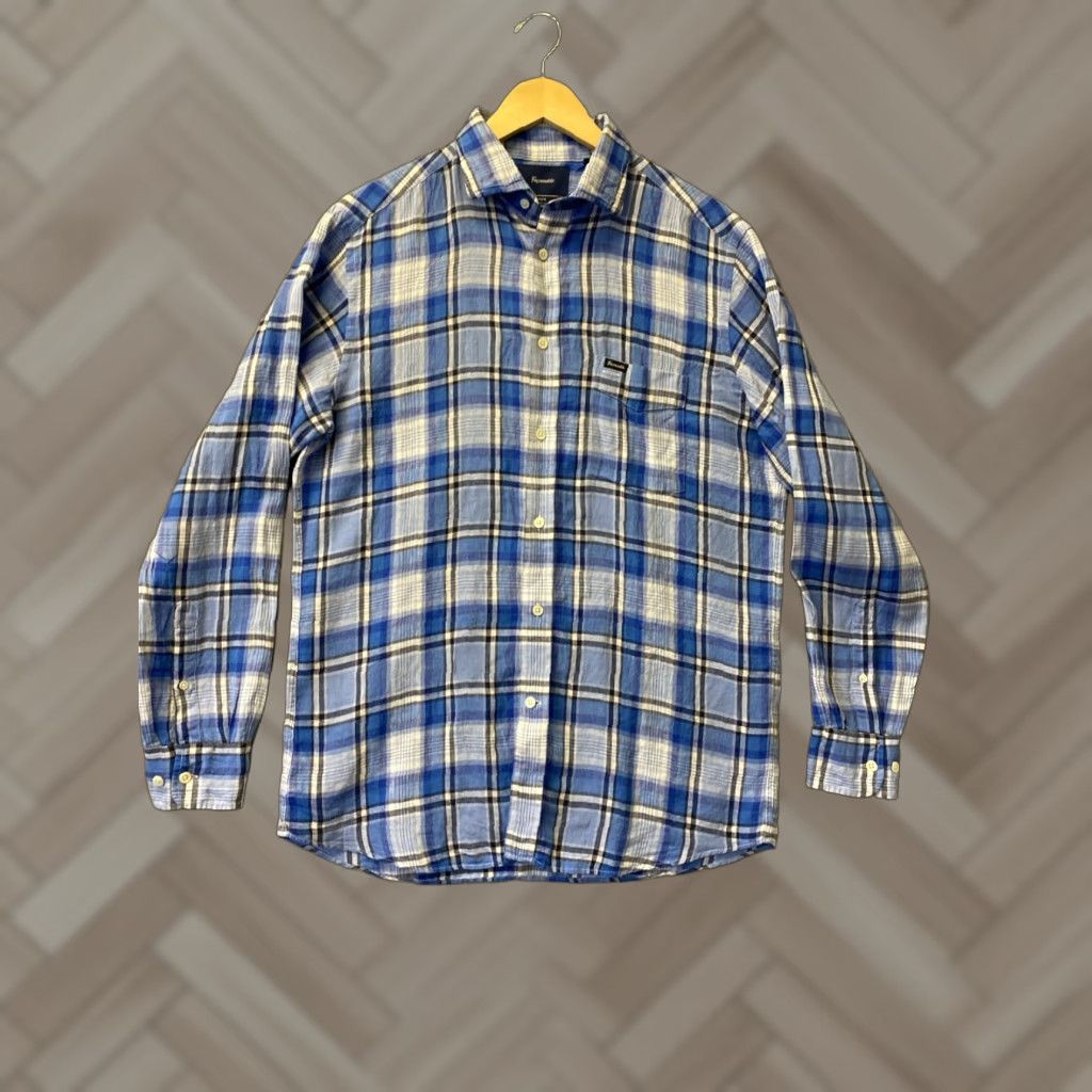 Faconnable Façonnable 100% Linen Button-Up Shirt Men's M Classic Blue Long Sleeve Casual Business Designer Size US M / EU 48-50 / 2 - 1 Thumbnail