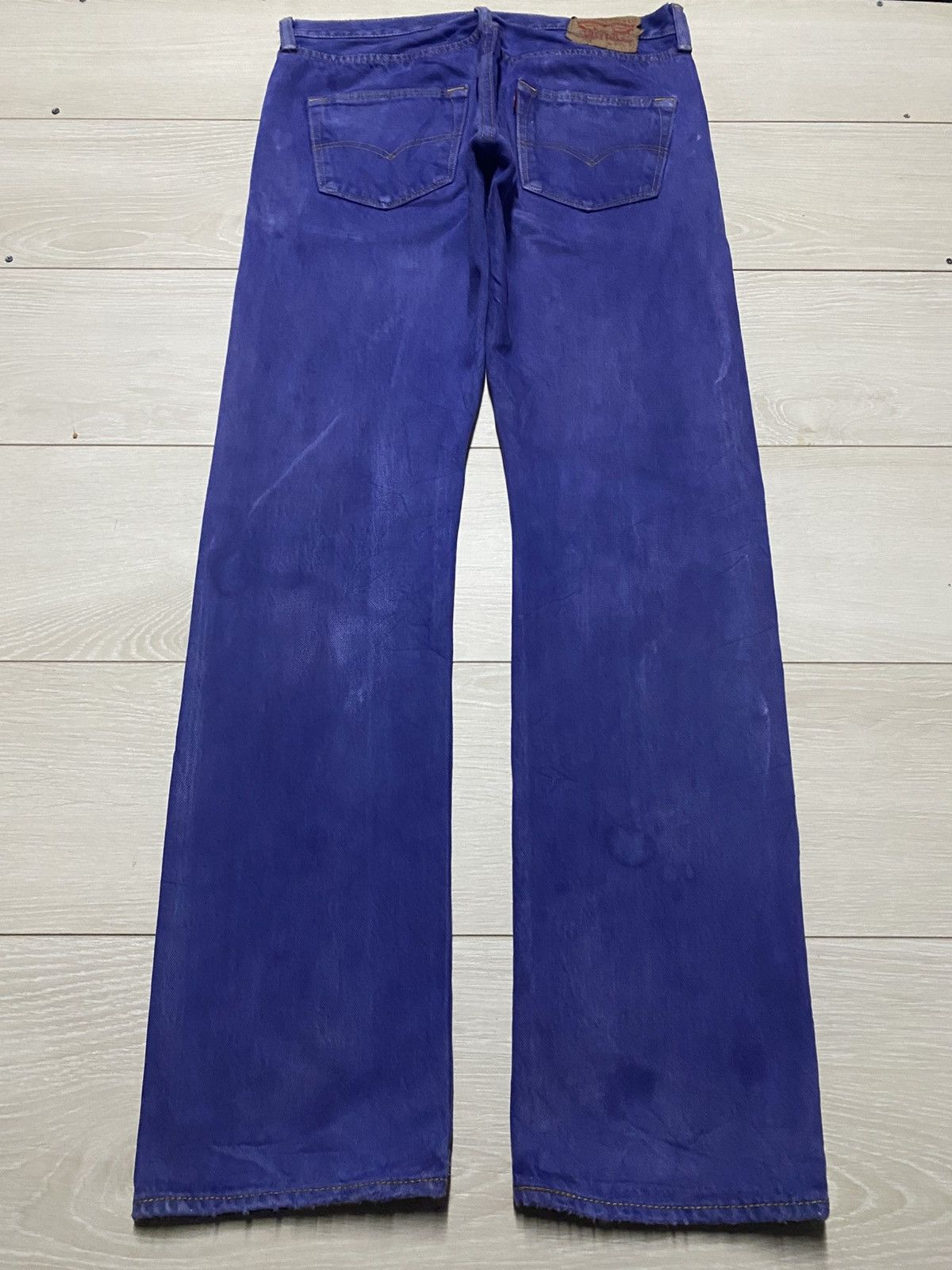 Levi's Vintage Levis 501 Y2K Blue Wash Distressed Slim Fit Jeans Size US 33 - 2 Thumbnail