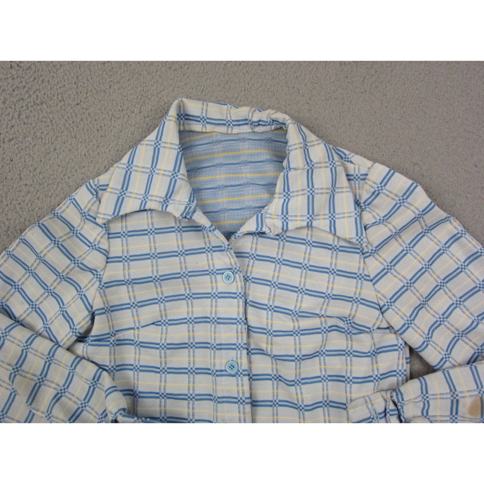 Vintage VINTAGE True Disco Shirt Womens M Blue Windowpane Button Up 60s 70s Classic Casual Shirts Womens Medium Blue Windowpane Button-Up Diso Shirt Size M / US 6-8 / IT 42-44 - 2 Thumbnail
