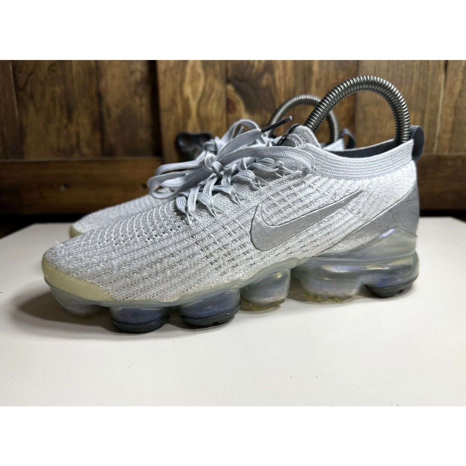 Nike VINTAGE Nike Air VaporMax Flyknit 3 Pure Platinum 2019 Sneaker Women Size 7.5 White AJ6910-100 Womens Size ONE SIZE - 2 Thumbnail
