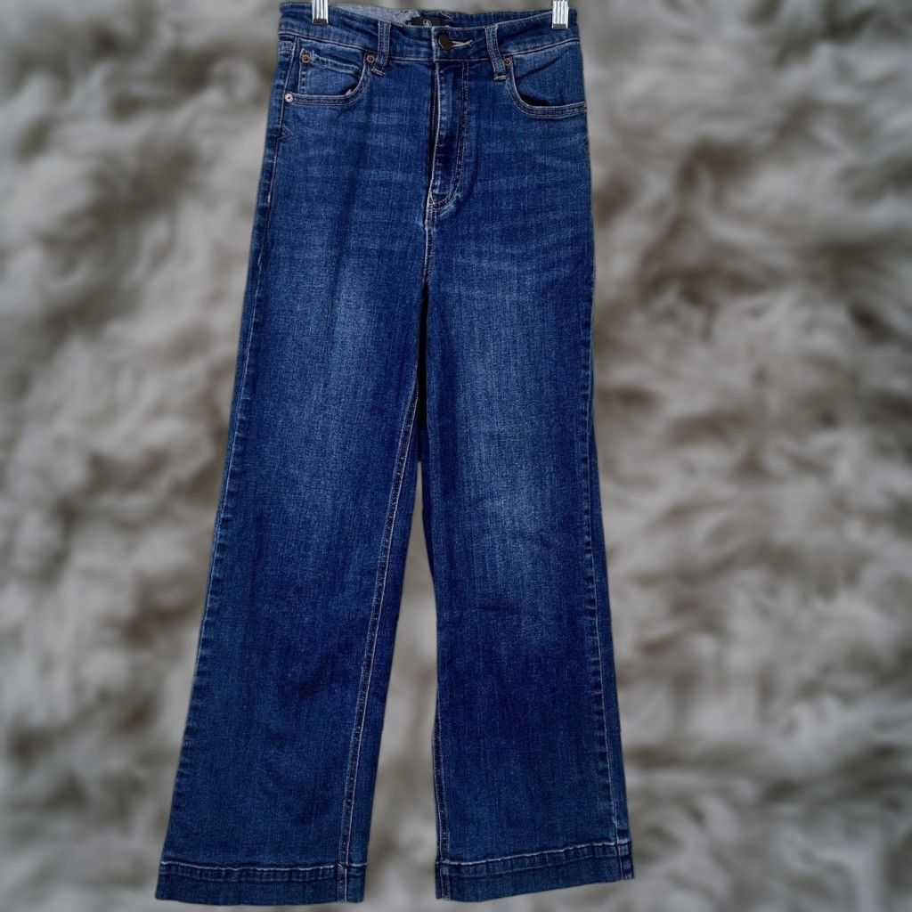 Volcom Volcom Stone Scraper Wide Leg Jeans Womens 26 Blue High Rise Ankle Dark Wash Size 26" / US 2 / IT 38 - 1 Thumbnail