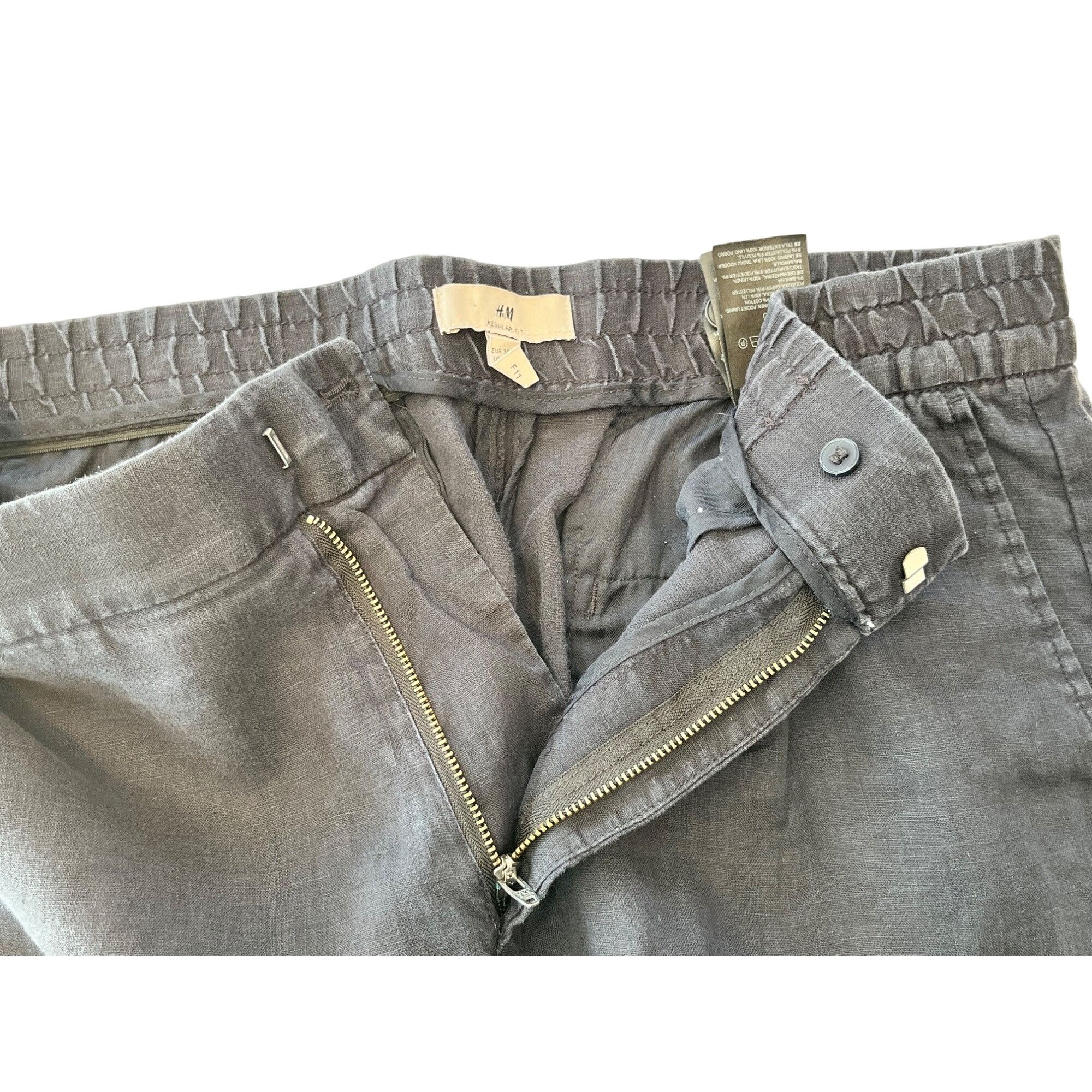 H&M H&M Regular Fit Mens Cropped Pants 34/32 Linen & Polyester B Size US 34 / EU 50 - 5 Thumbnail