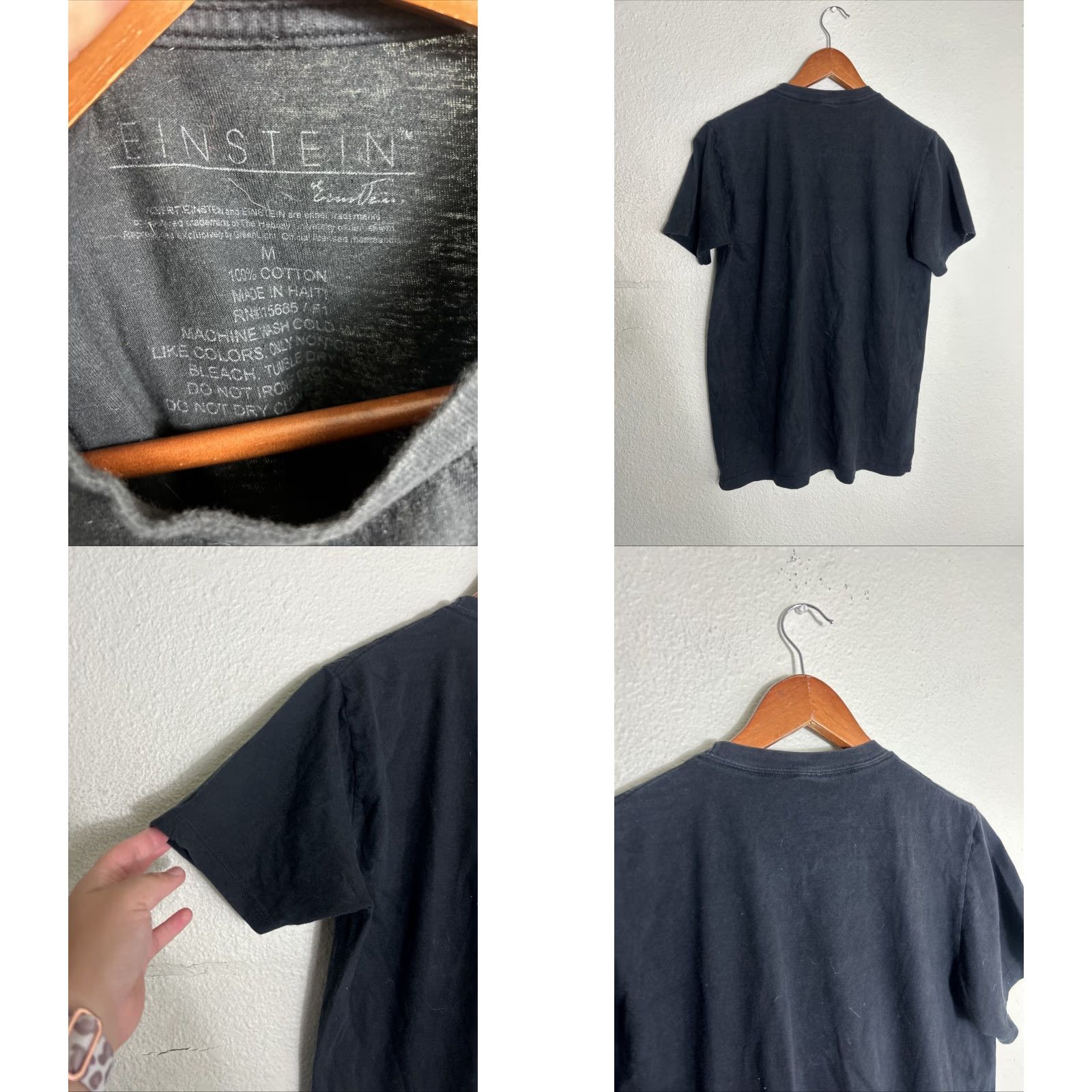 Vintage Albert Einstein Space Shirt Womens Medium Yellow Graphic Tee Black Blue Red Size M / US 6-8 / IT 42-44 - 8 Thumbnail