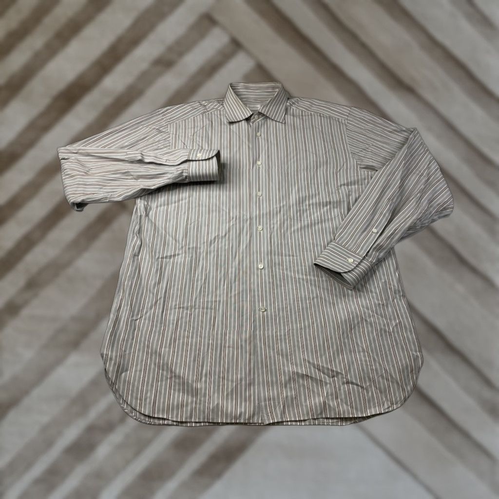 Ermenegildo Zegna Ermenegildo Zegna Dress Shirt Striped Button Up Long Sleeve Mens 17/43 Multicolor Cotton Classic Designer Size 46R - 1 Thumbnail