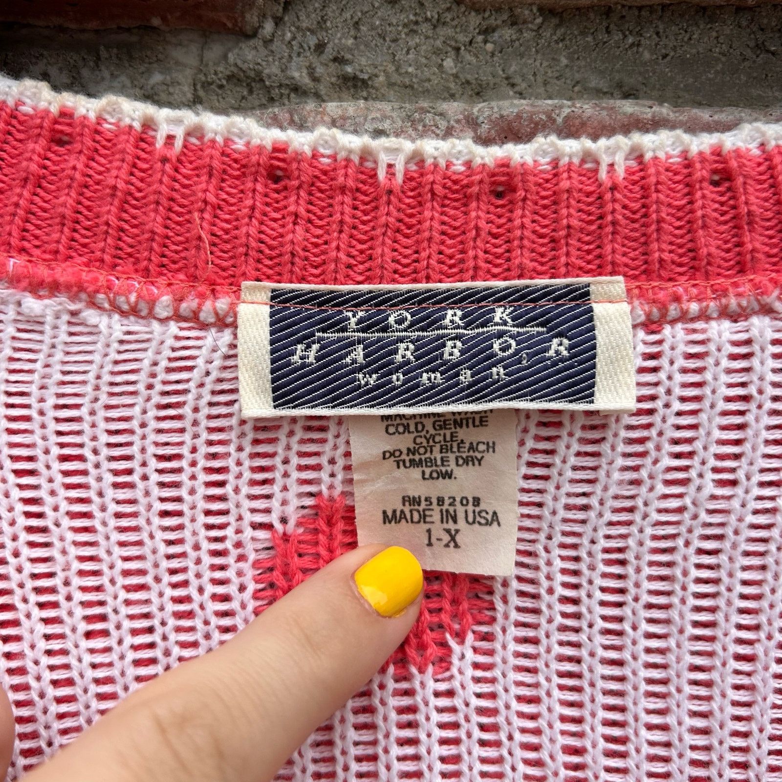 Vintage Vintage Pink Polka Dot Chunky Knitted Cardigan Sweater 1X Size XXL / US 16-18 / IT 52-54 - 4 Thumbnail