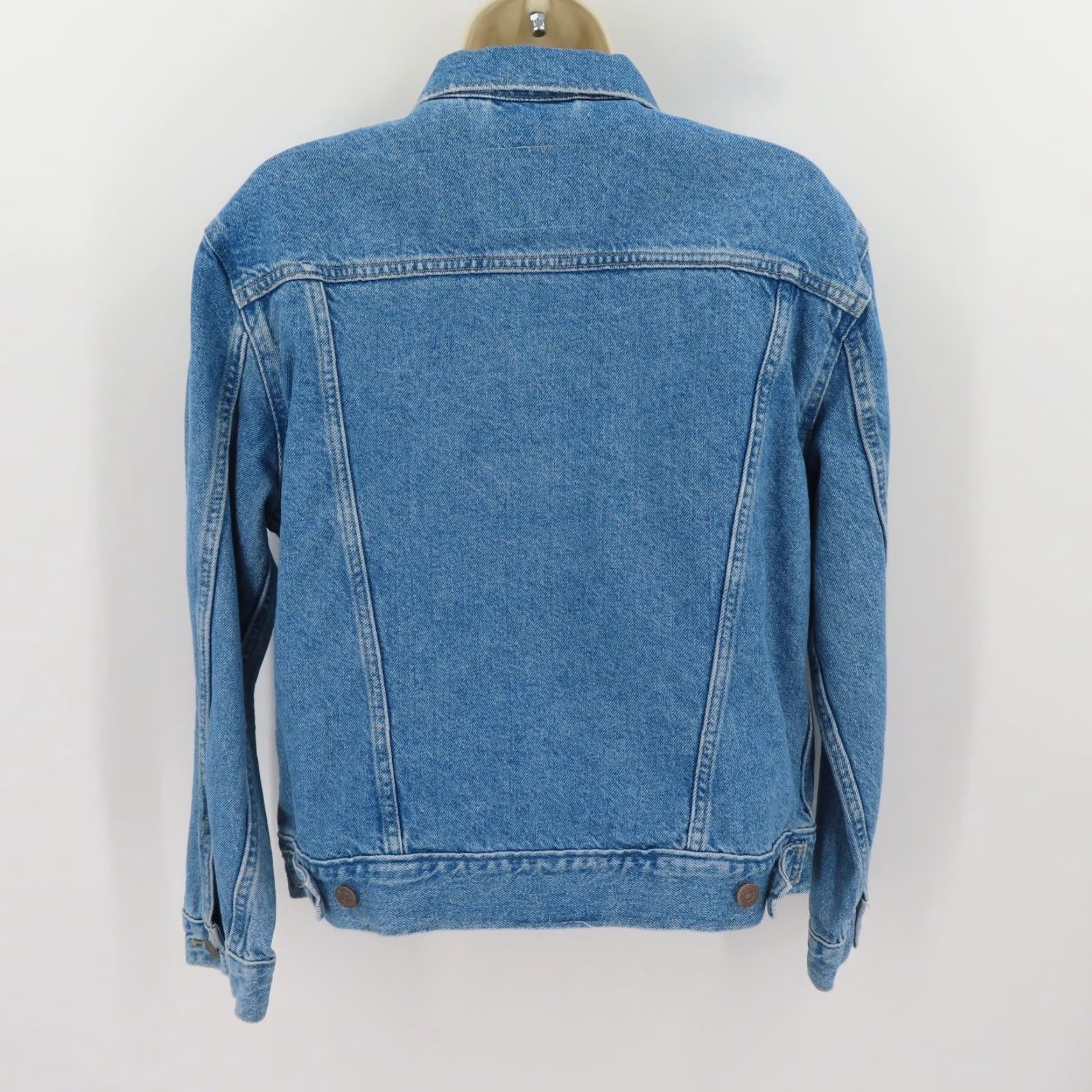 Levi's Levis Womens Medium Ex Boyfriend Trucker Jacket Blue Denim Jean Distressed NEW Size 32" / US 10 / IT 46 - 5 Thumbnail
