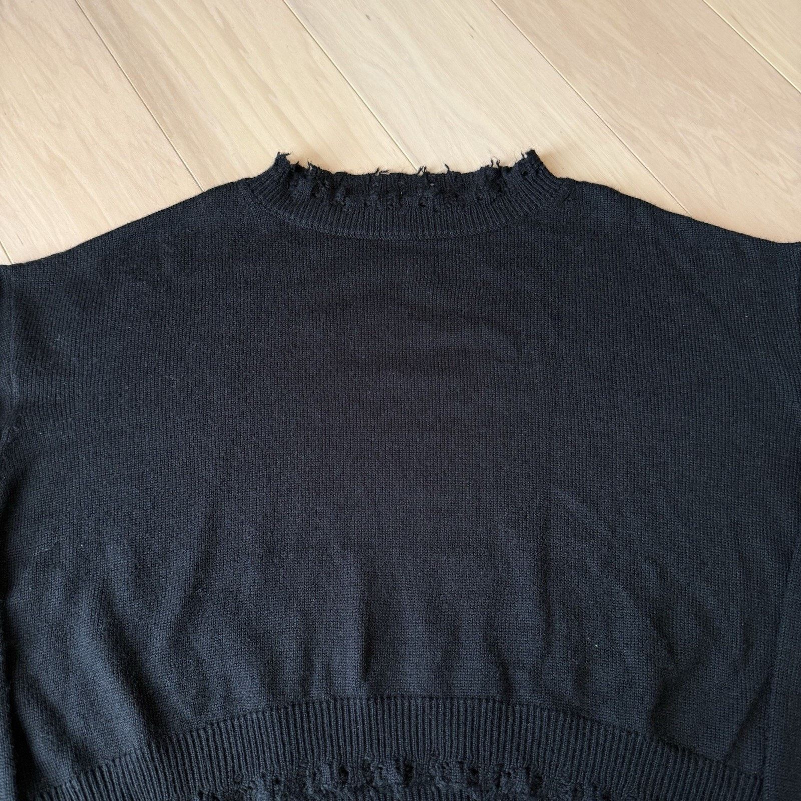 Bare Knuckles Bare Knuckles Cropped Wool Cashmere Sweater Large Black Size US L / EU 52-54 / 3 - 3 Thumbnail
