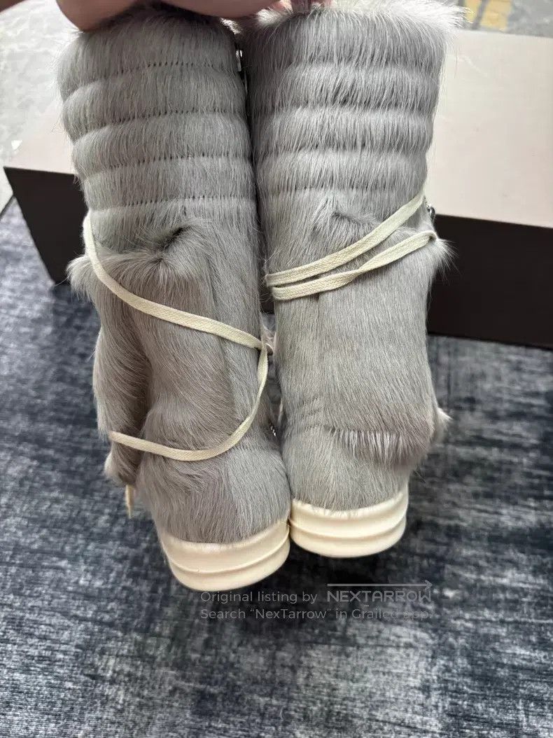Rick Owens Rick Owens Grey Cowhair Cargo Rider Boots Size US 5 / EU 37 - 5 Thumbnail