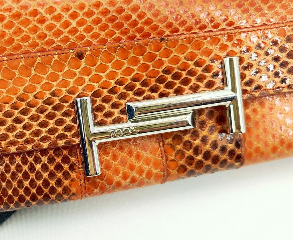 Tod's TODS snake skin orange button wallet Size ONE SIZE - 6 Thumbnail