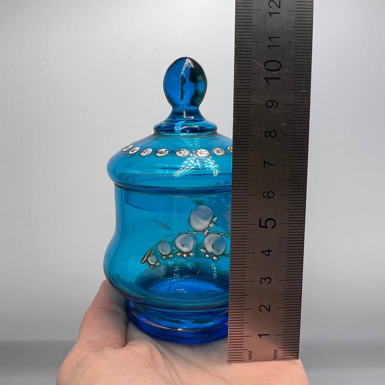 Other 1900 Antique Imperial Turquoise Glas Candy Jar Trinket Box Size ONE SIZE - 8 Thumbnail