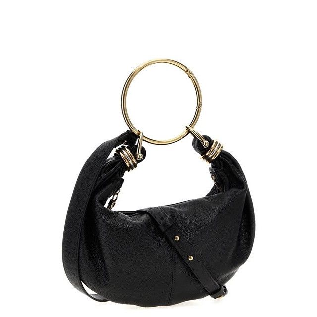 Chloe Chloe Small Bracelet Hobo Black Shiny Grained Leather Small Size ONE SIZE - 2 Thumbnail