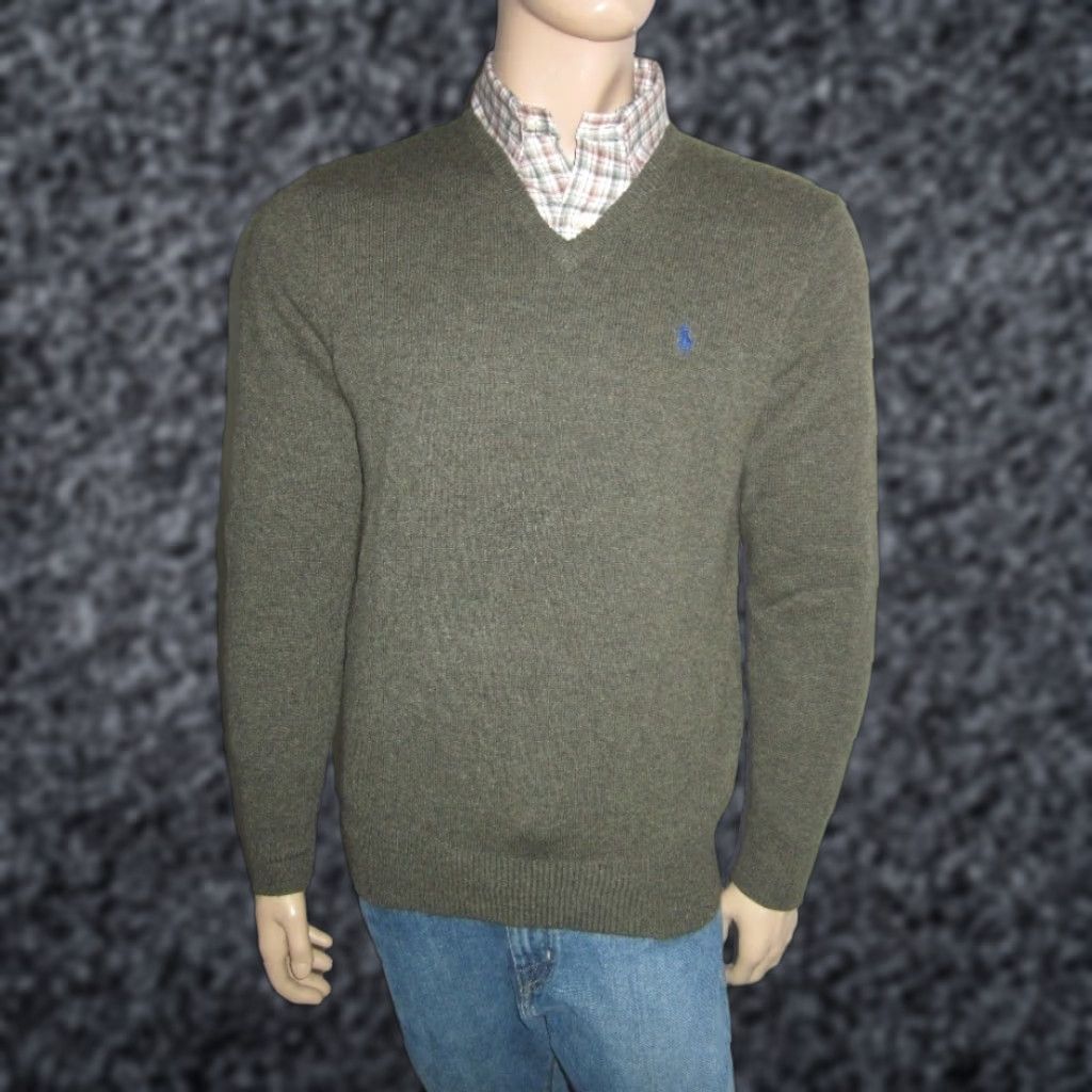Polo Ralph Lauren Polo Ralph Lauren Green Wool Sweater NWT New L Mens V-Neck Shirt Size US L / EU 52-54 / 3 - 1 Preview