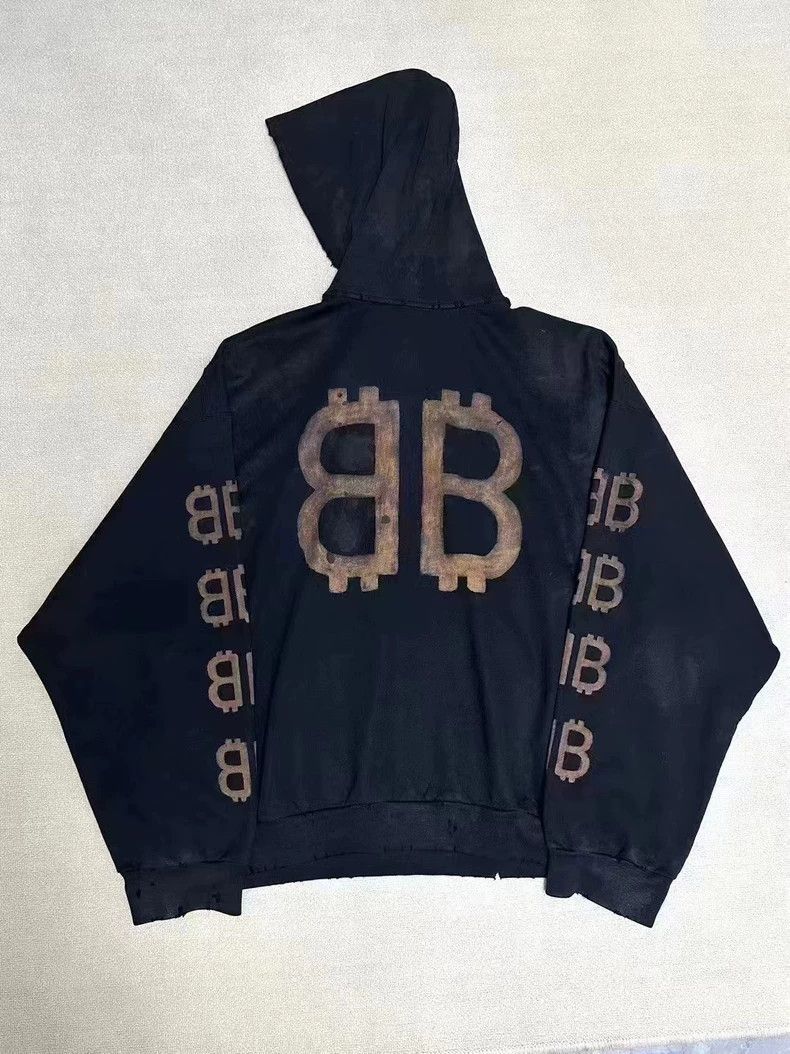 Balenciaga Balenciaga 23fw Muddy Bitcoin Destruction Hoodie-2506 Size US S / EU 44-46 / 1 - 2 Thumbnail