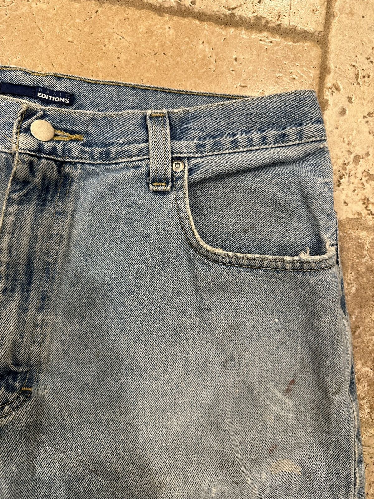 Basic Editions × Vintage Vintage Basic Editions Distressed Painter’s Blue Denim Jeans Size US 34 / EU 50 - 5 Thumbnail