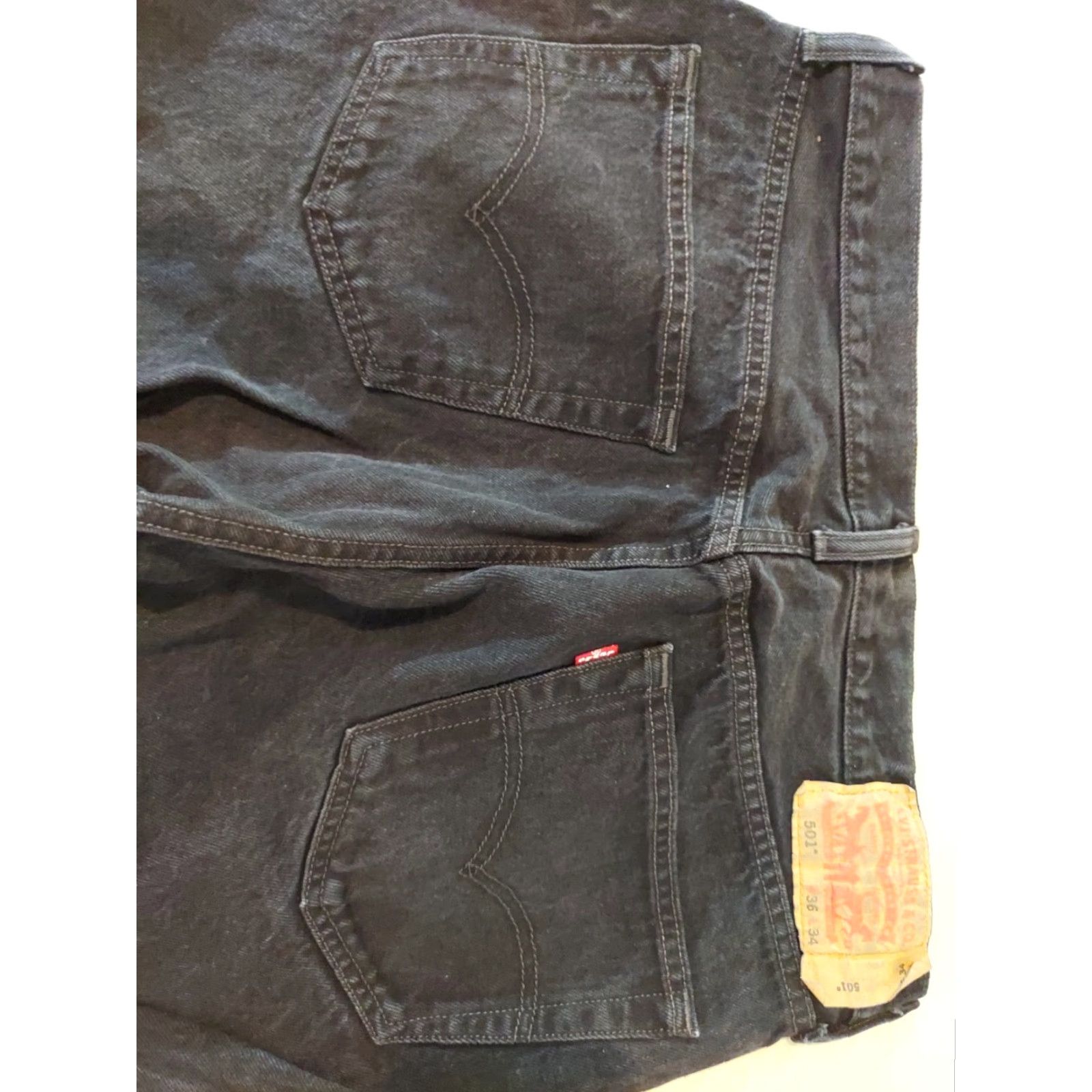 Levi's VINTAGE Levis 501 Jeans 36x34 Classic Straight Denim Black Mens Pants 36 Inseam 34 Size US 36 / EU 52 - 2 Thumbnail