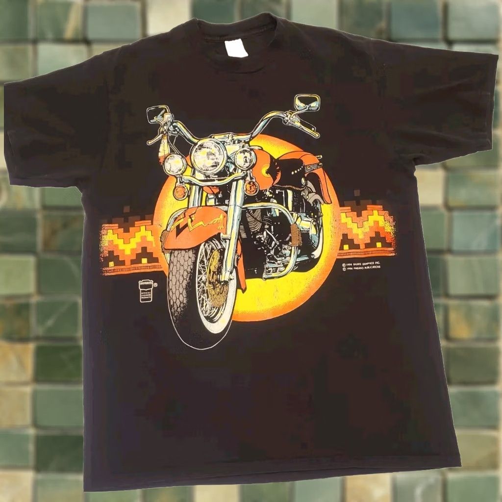 Jerzees VINTAGE JERZEES Sturgis Easy Rider 1994 Black Hills Rally Motorcycle T Shirt Black Graphic Print L Mens 90s Biker Aztec Size US L / EU 52-54 / 3 - 1 Thumbnail