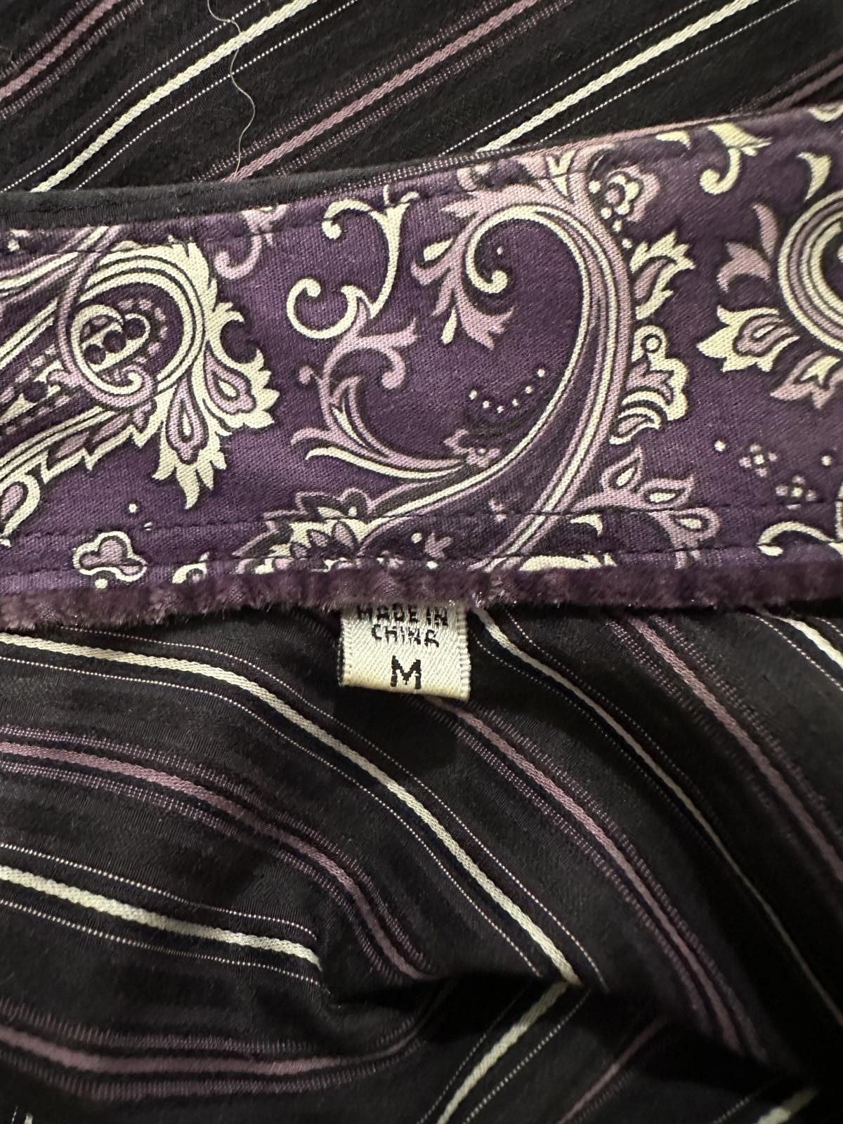 BUGATCHI Bugatchi Uomo Mens Purple Striped Long Sleeve Flip Cuff Size 38R - 4 Thumbnail