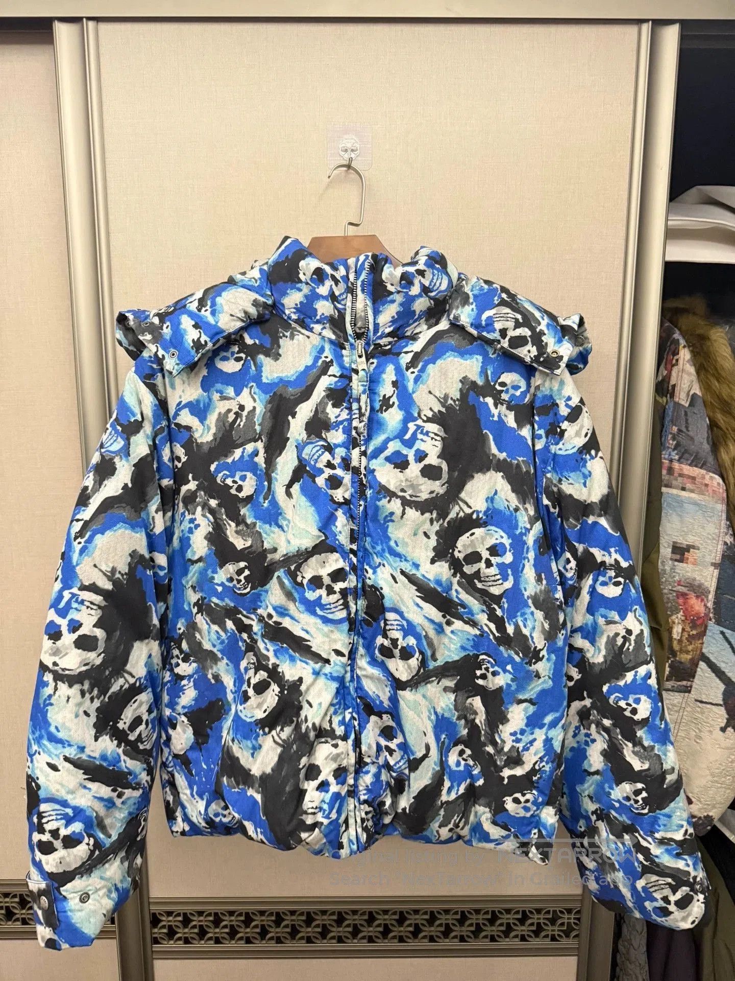 ERL Blue Skull Print Puffer Jacket Size L. Size US L / EU 52-54 / 3 - 2 Thumbnail