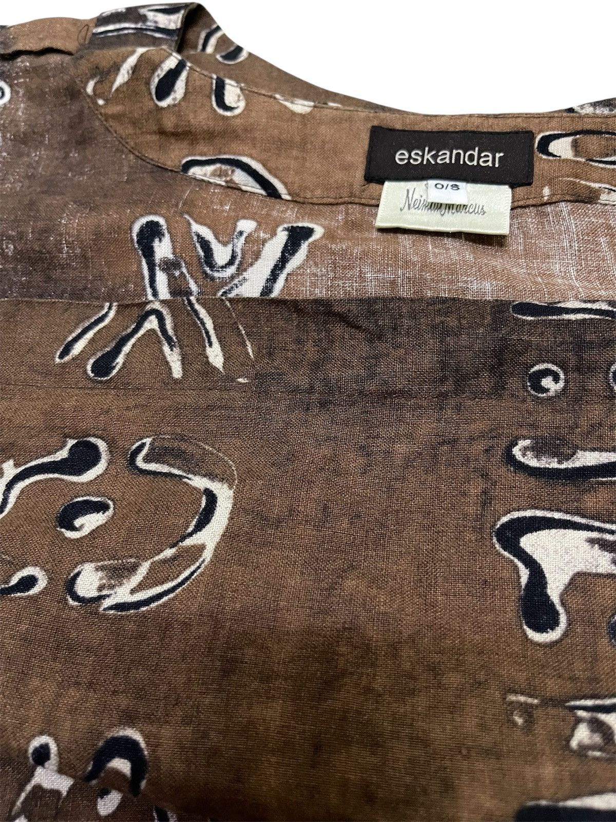 Vintage Vintage Eskandar Aboriginal Print Boat Neck 100%Line Tunic Size US XXL / EU 58 / 5 - 17 Thumbnail