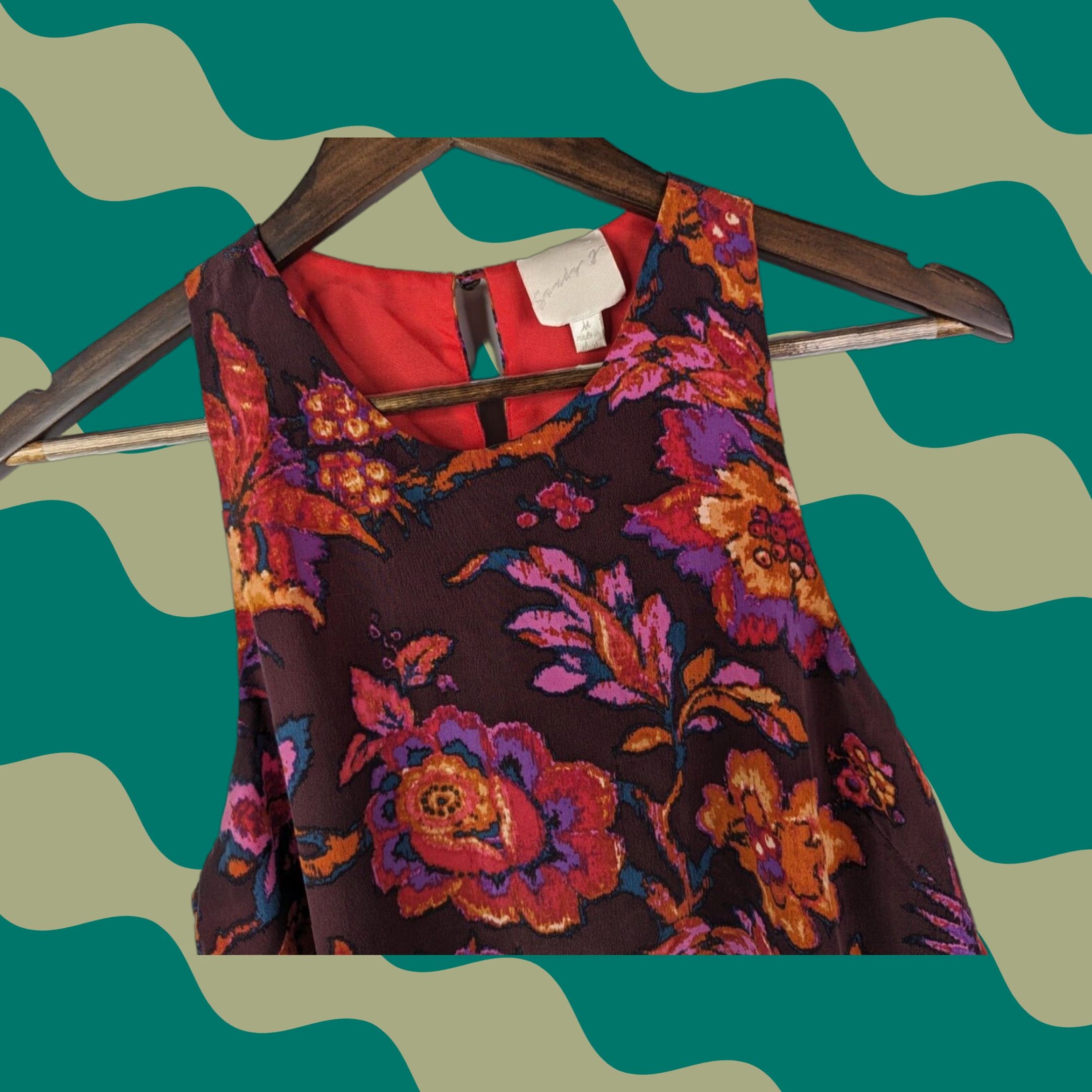 Vintage Sandy J. Silk Tank Top Womens M Floral Keyhole Racerback Lined Maroon Silk Tank Sandy J. Womens M Floral Keyhole Racerback Lined Maroon Size M / US 6-8 / IT 42-44 - 1 Thumbnail