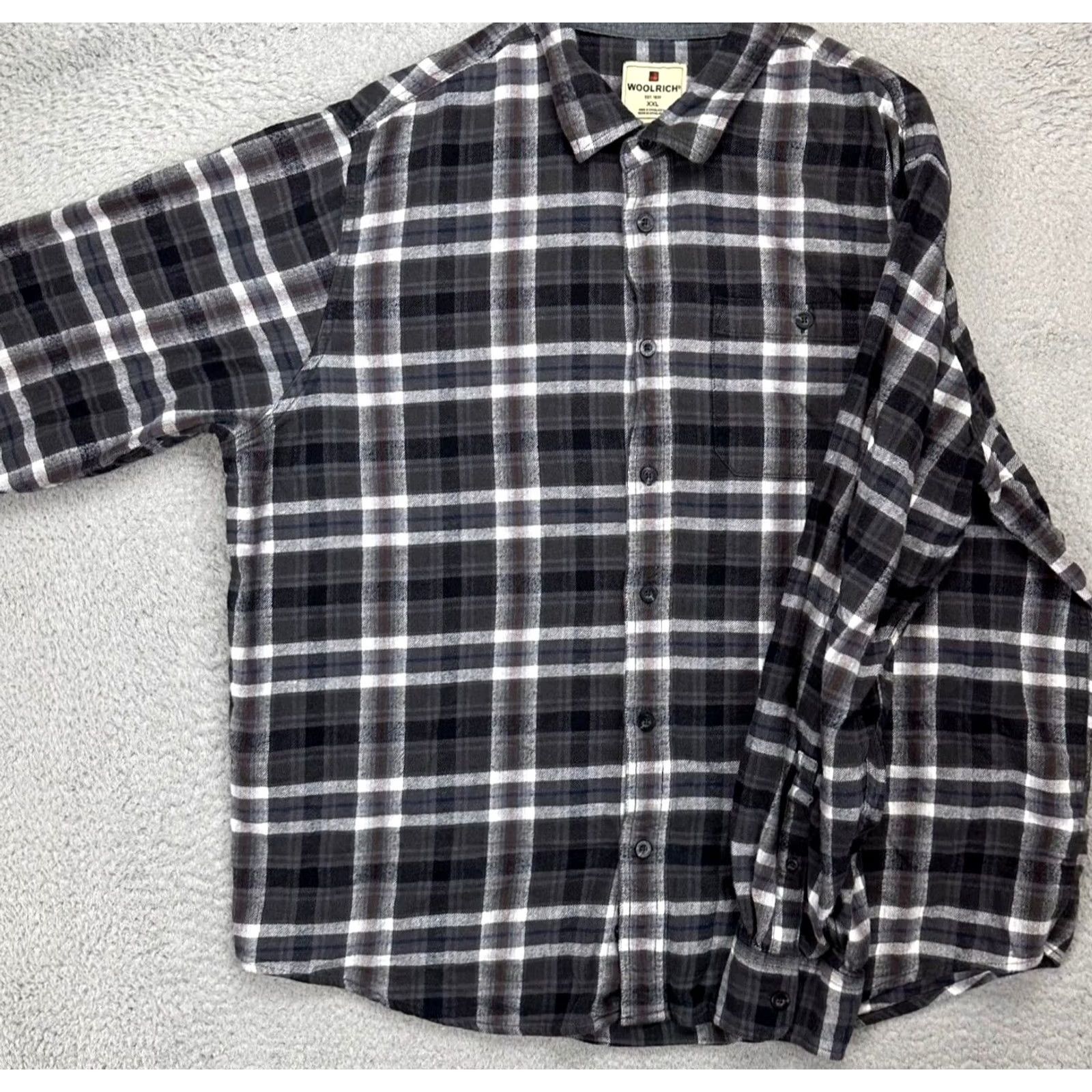 Vintage Woolrich Shirt Mens 2XL Gray Check Flannel 100% Cotton Button Up Long Sleeve Size US XXL / EU 58 / 5 - 3 Thumbnail