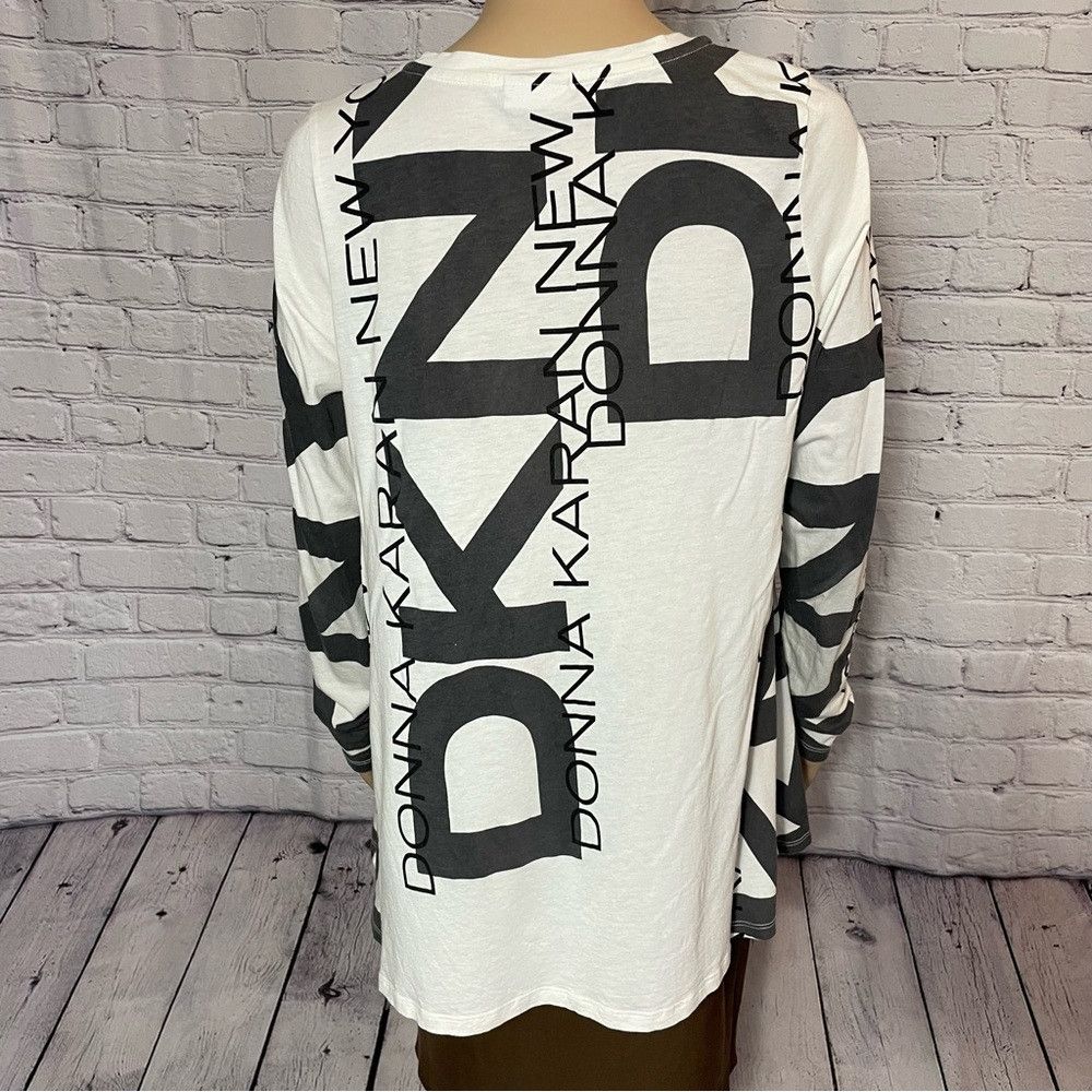 Donna Karan DKNY Logo Long Sleeve Mix Media Front Chiffon Blouse Top Si Size M / US 6-8 / IT 42-44 - 3 Thumbnail
