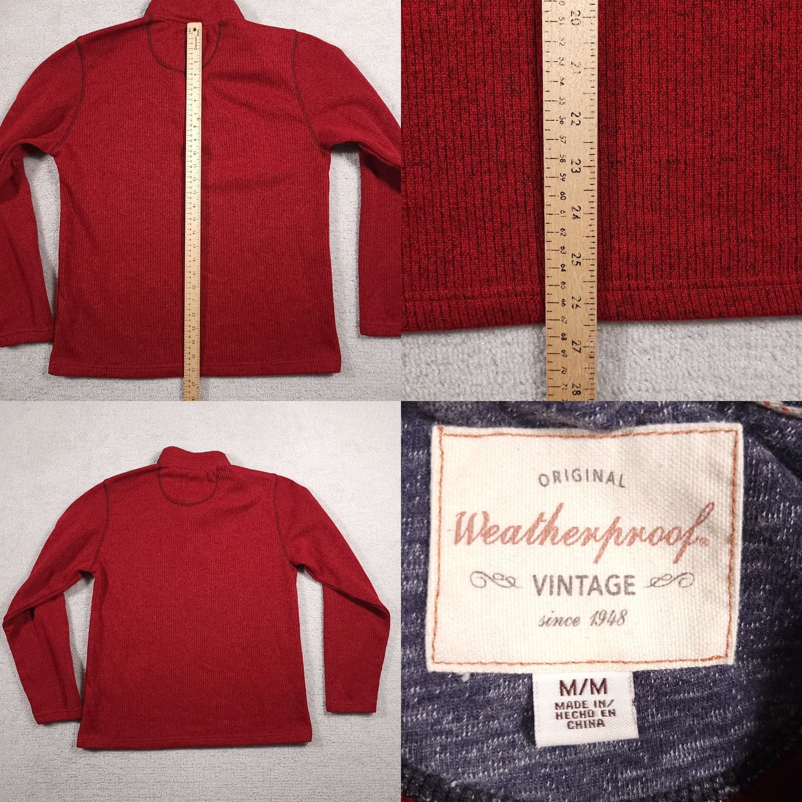 Weatherproof Weatherproof Vintage 1/4 Zip Sweater Mens Med Red Ribbed Fleece Collar Pullover Knit Size US M / EU 48-50 / 2 - 8 Thumbnail