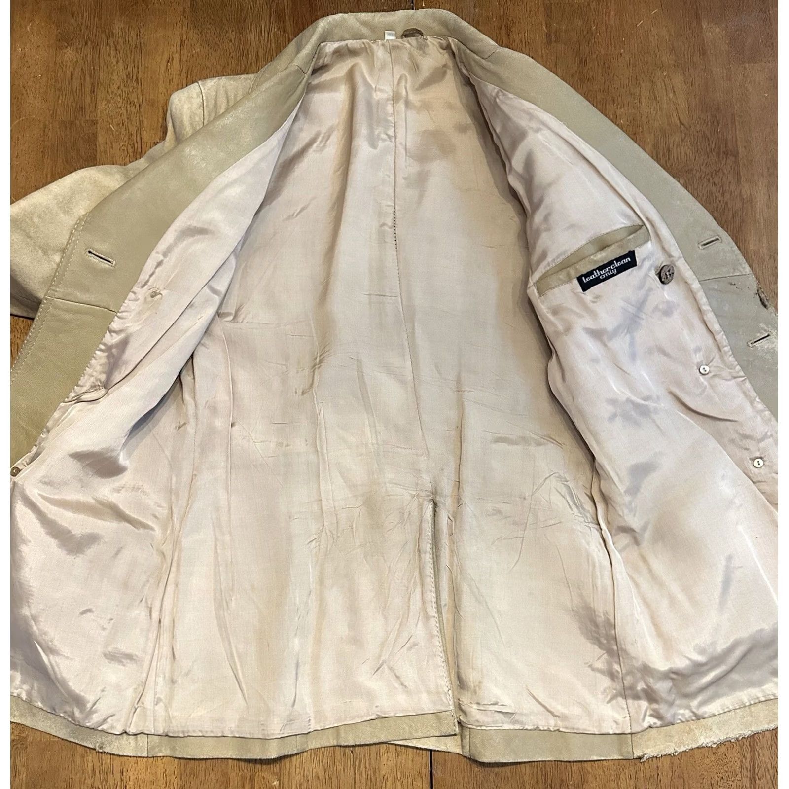 Doublet VINTAGE Women’s S/M Beige Suede Leather Jacket 80s Double Breasted Overcoat Size M / US 6-8 / IT 42-44 - 2 Thumbnail