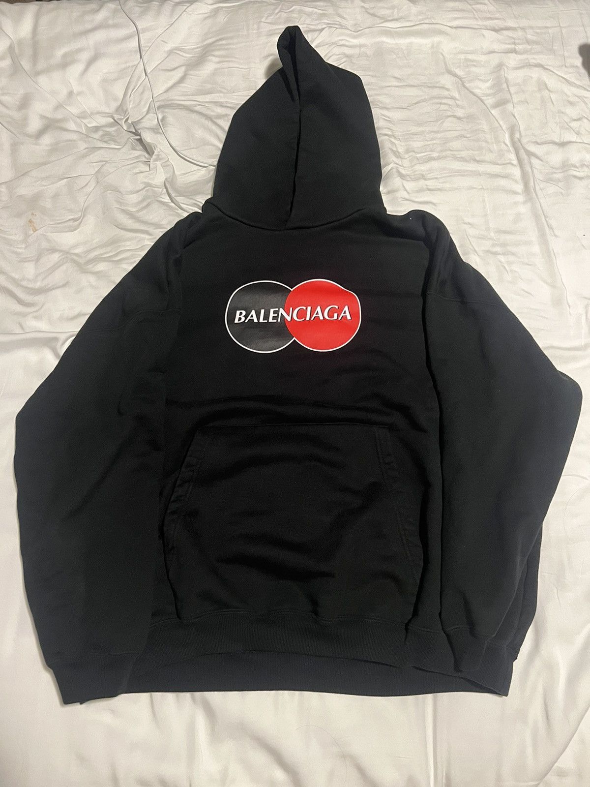 Image of Balenciaga Black Mastercard Hoodie Small S, Men's