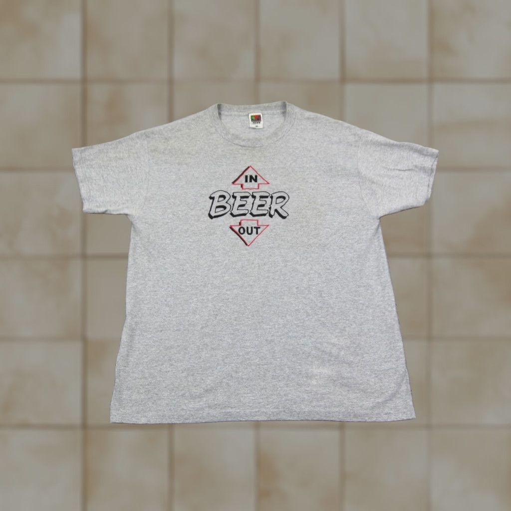 Fruit Of The Loom Vintage Fruit of the Loom Beer Shirt Mens XL Gray Graphic Print 90s Funny Embroidery Crew Neck Short Sleeve T-Shirt Size US XL / EU 56 / 4 - 1 Thumbnail