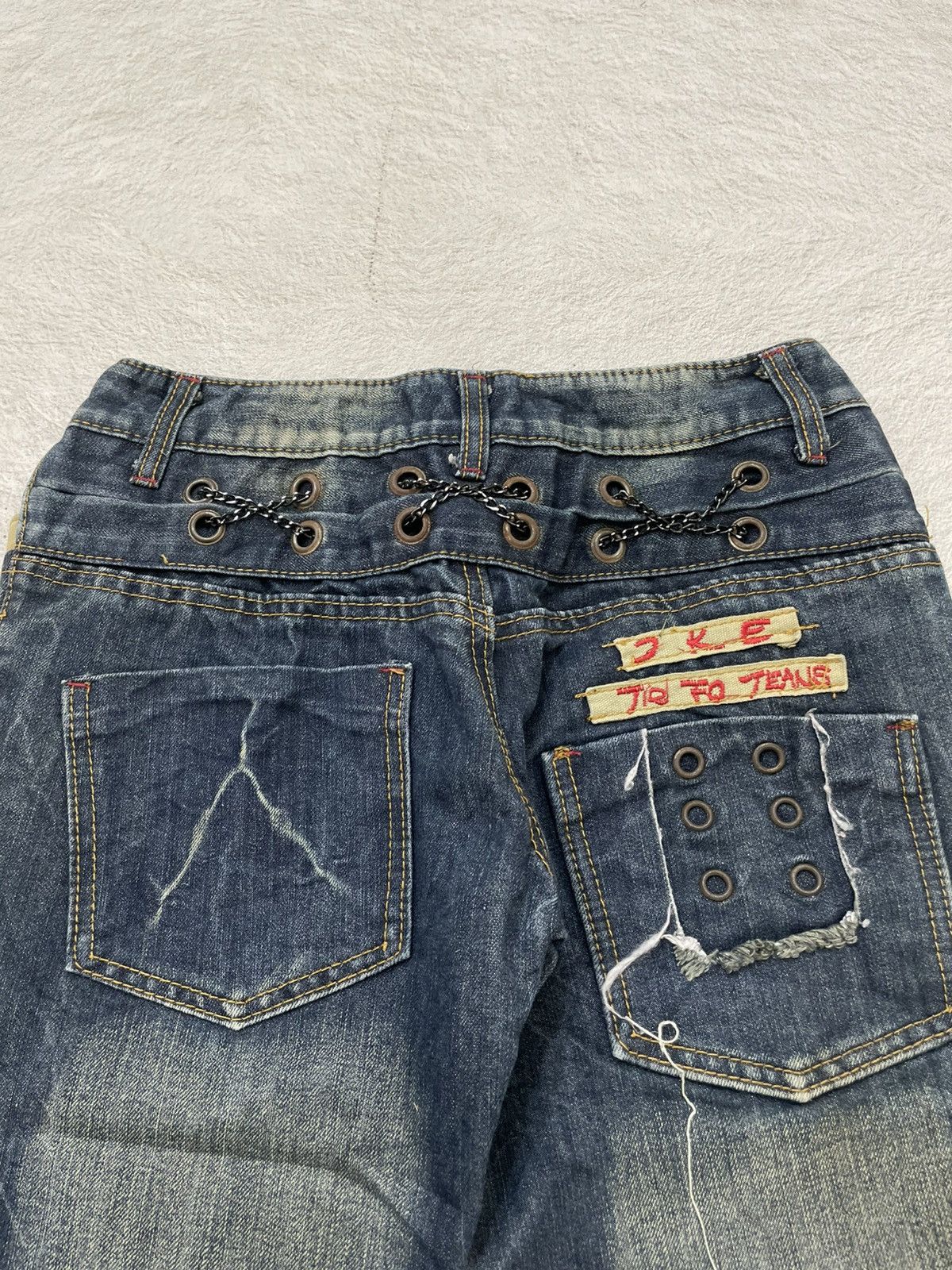 Japanese Brand 00s KSL Archive Japanese Denim Mudwash Jeans Grommet Detail Size US 27 - 9 Thumbnail