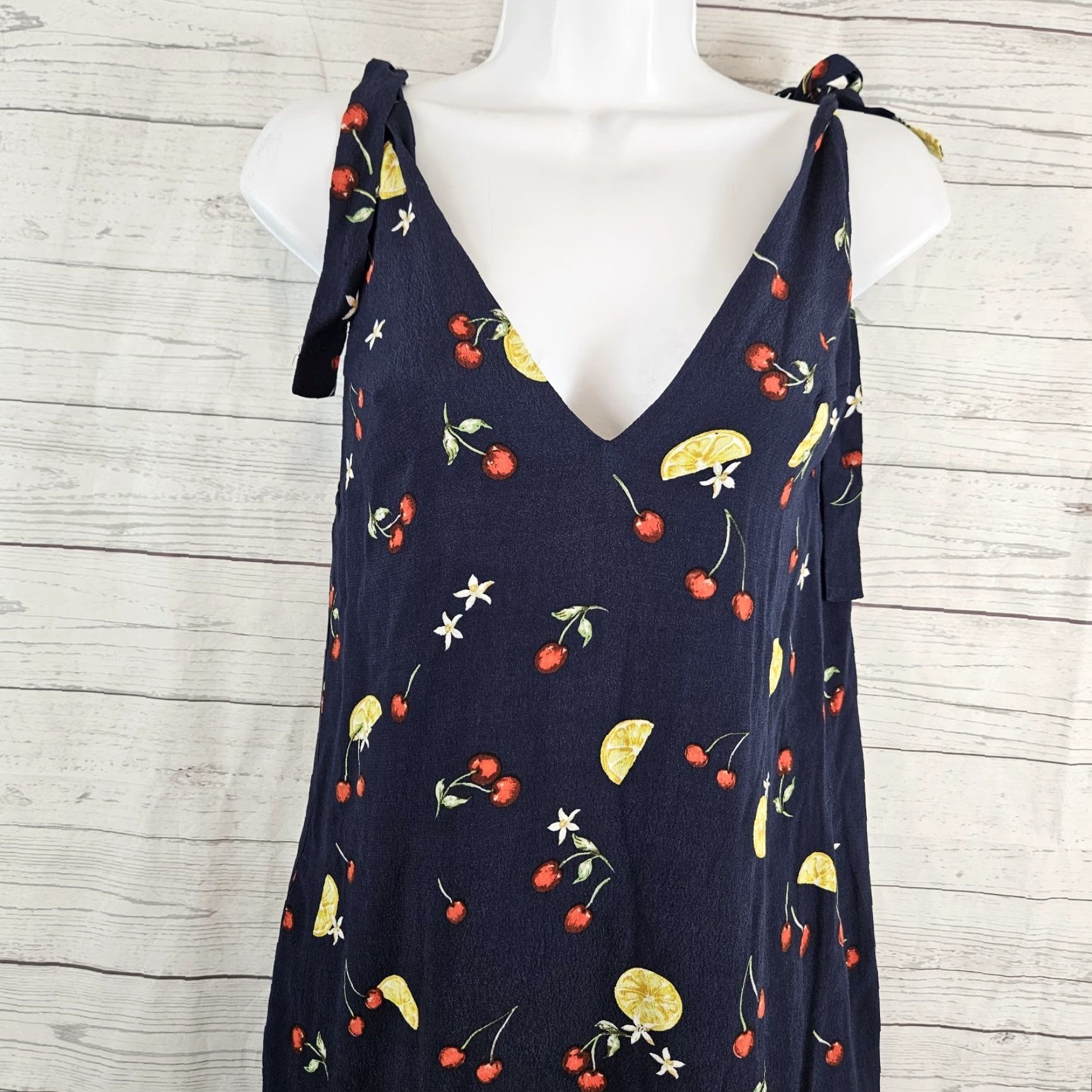 Vintage Capulet Dress XS Blue V-Neck Sleeveless Tie Cherries Lemons Short Mini Womens Capulet Size XS / US 0-2 / IT 36-38 - 2 Thumbnail