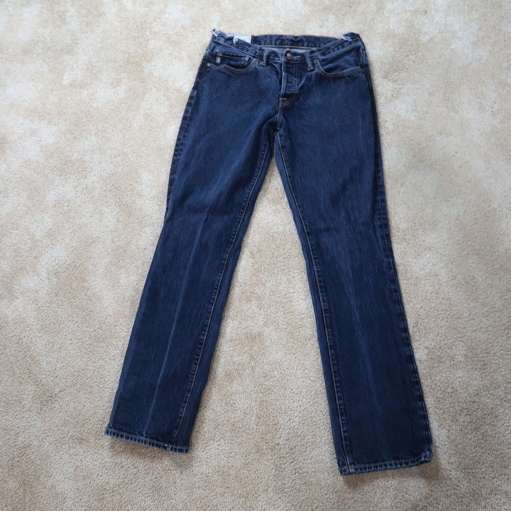 Abercrombie & Fitch VINTAGE Abercrombie & Fitch Jeans Slim Straight 31x32 Blue Denim Button Fly Mens 80s 90s Straight Jeans Size US 31 - 2 Thumbnail